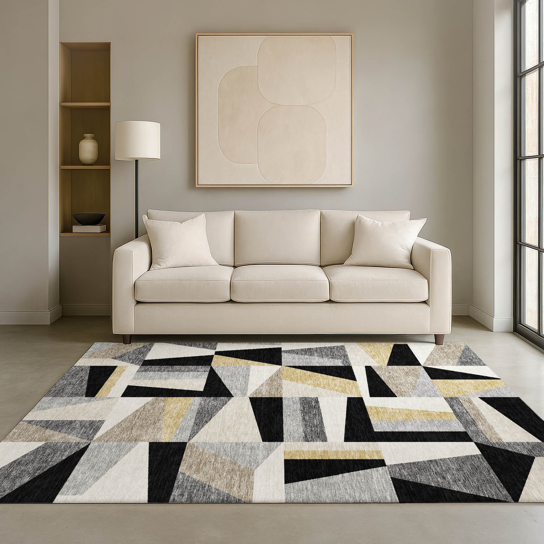 Marrakech Machine Washable Transitional Black Rug 3' x 5' #shape_Rectangle