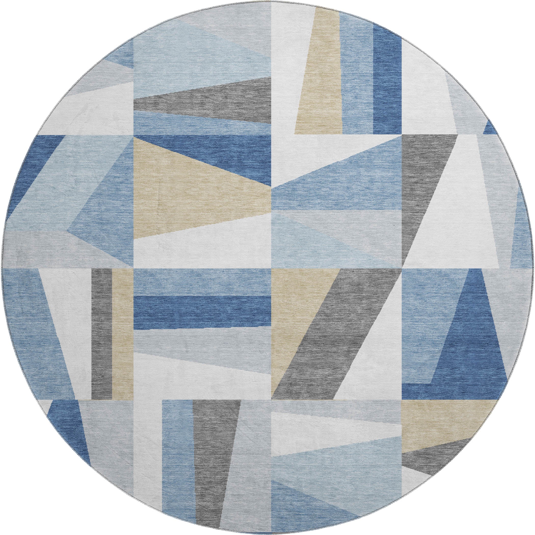 Marrakech Machine Washable Transitional Blue Rug 8' x 8' #shape_Round