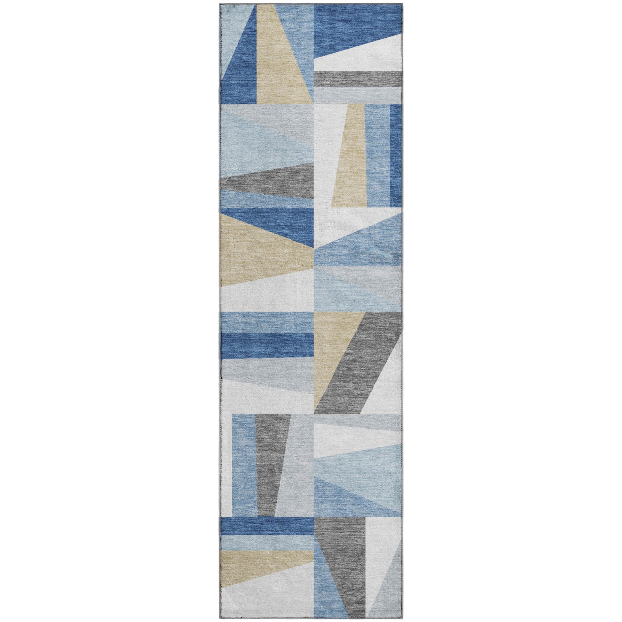 Marrakech Machine Washable Transitional Blue Rug 2'3" x 7'6" #shape_Runner