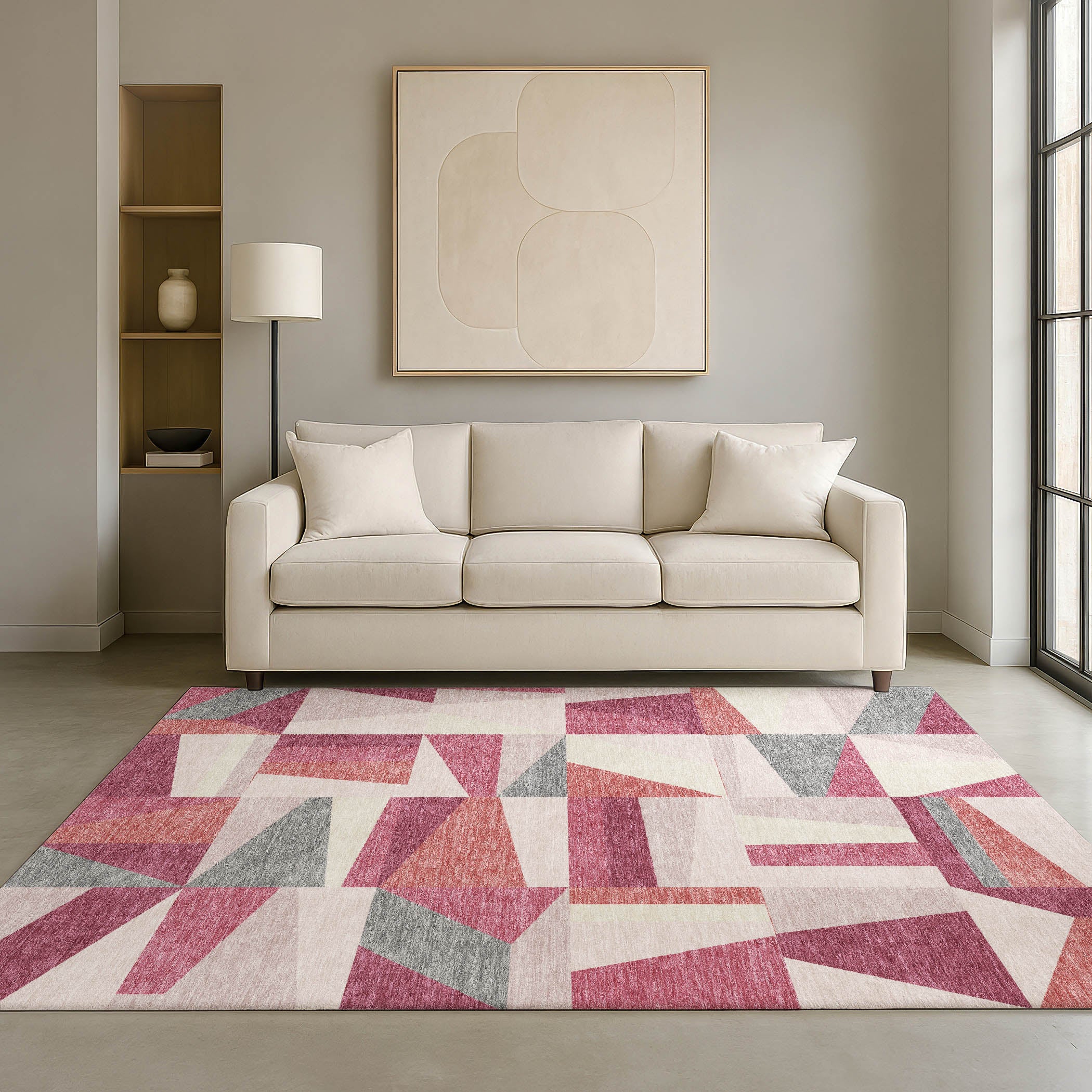 Marrakech Machine Washable Transitional Blush Pink Rug 3' x 5' #shape_Rectangle