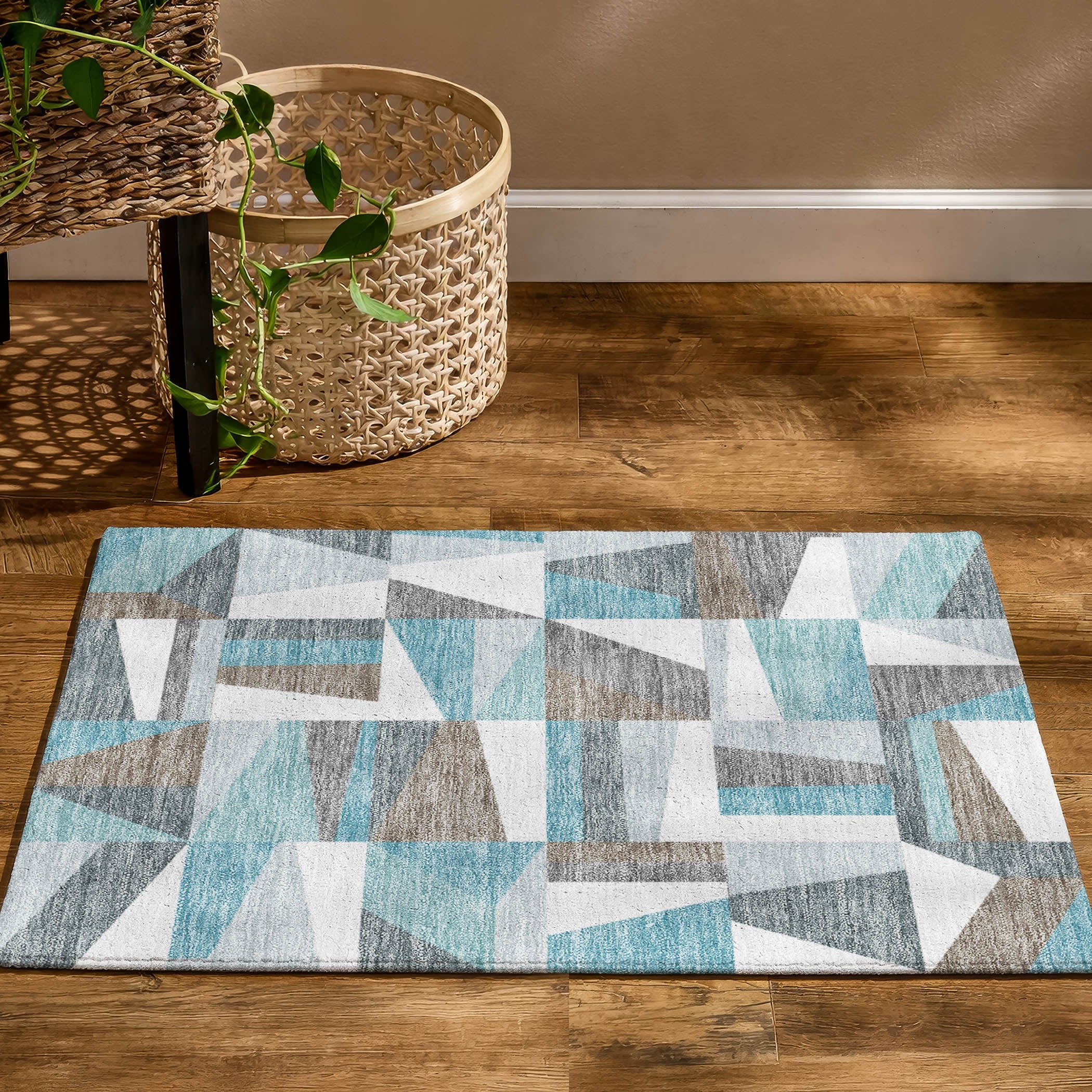 Marrakech Machine Washable Transitional Teal Rug 1'8" x 2'6" #shape_Rectangle