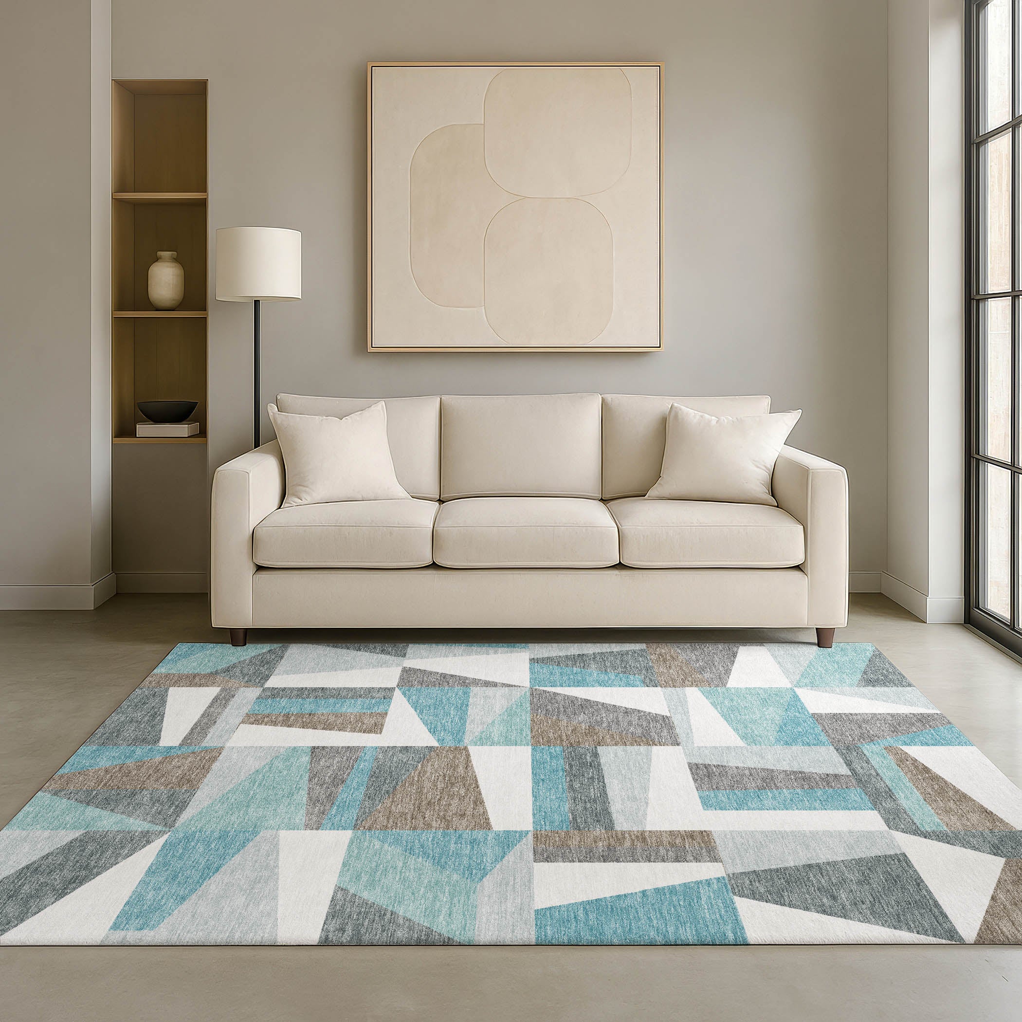 Marrakech Machine Washable Transitional Teal Rug 3' x 5' #shape_Rectangle
