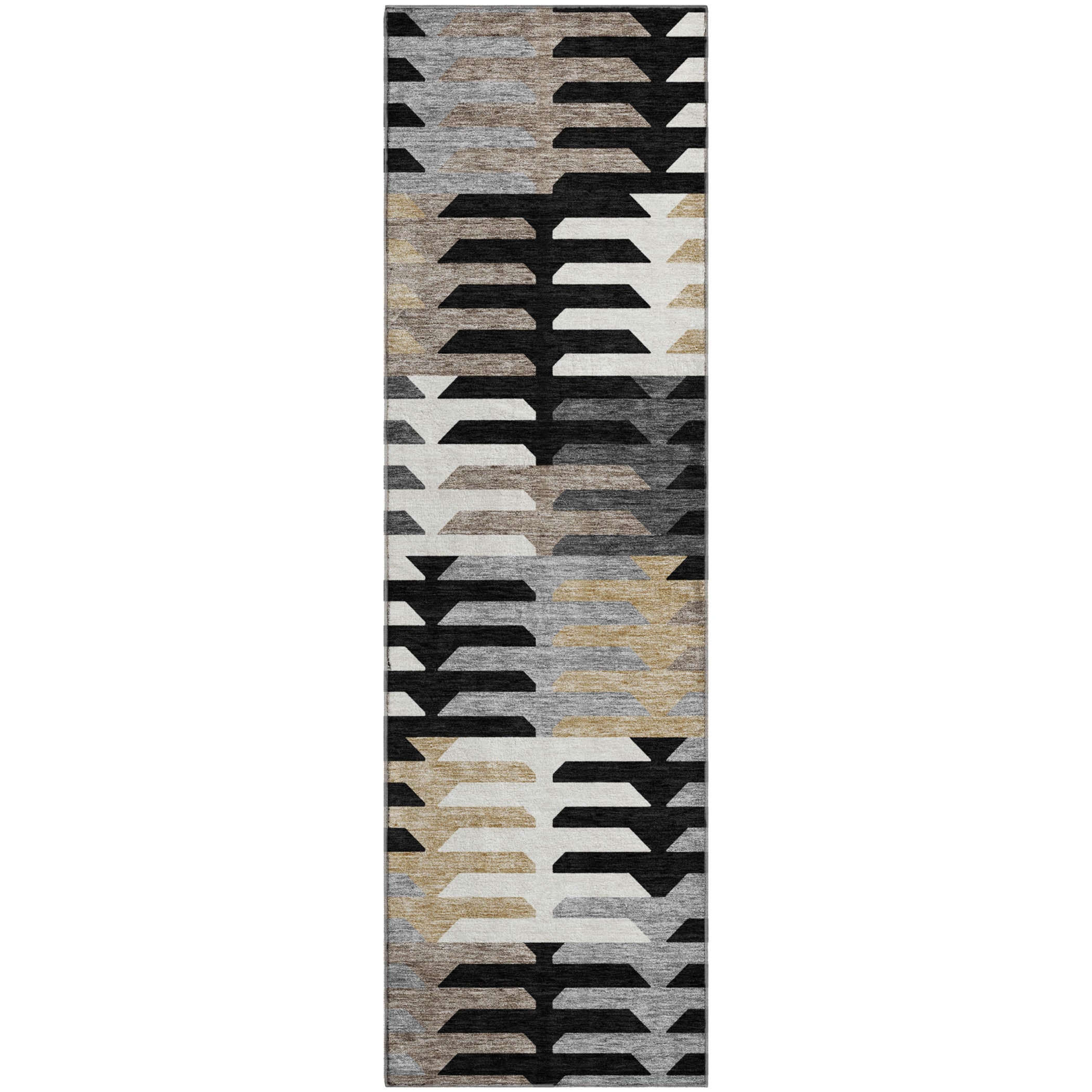 Lisbon Machine Washable Transitional Black Rug 2'3" x 7'6" #shape_Runner