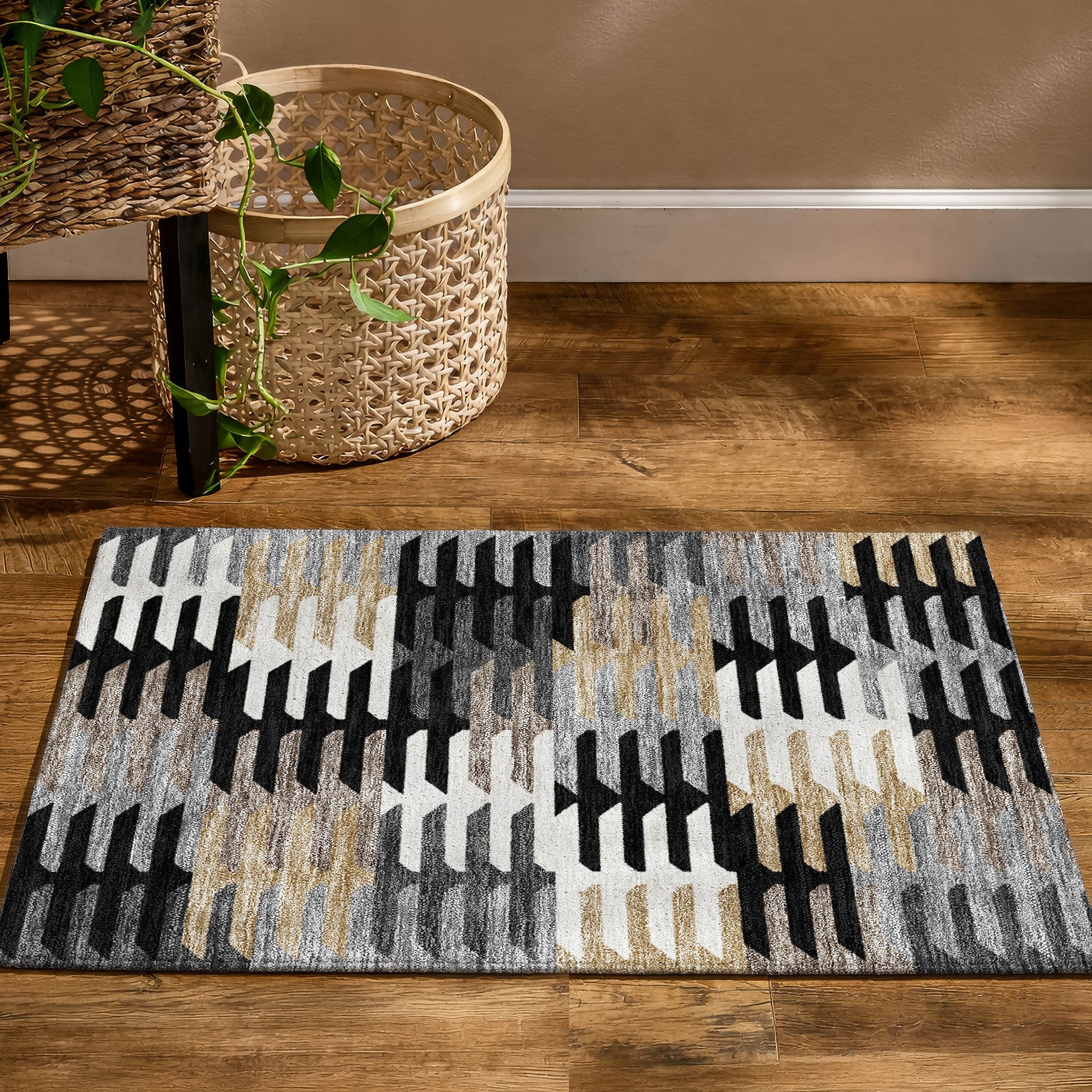 Lisbon Machine Washable Transitional Black Rug 1'8" x 2'6" #shape_Rectangle