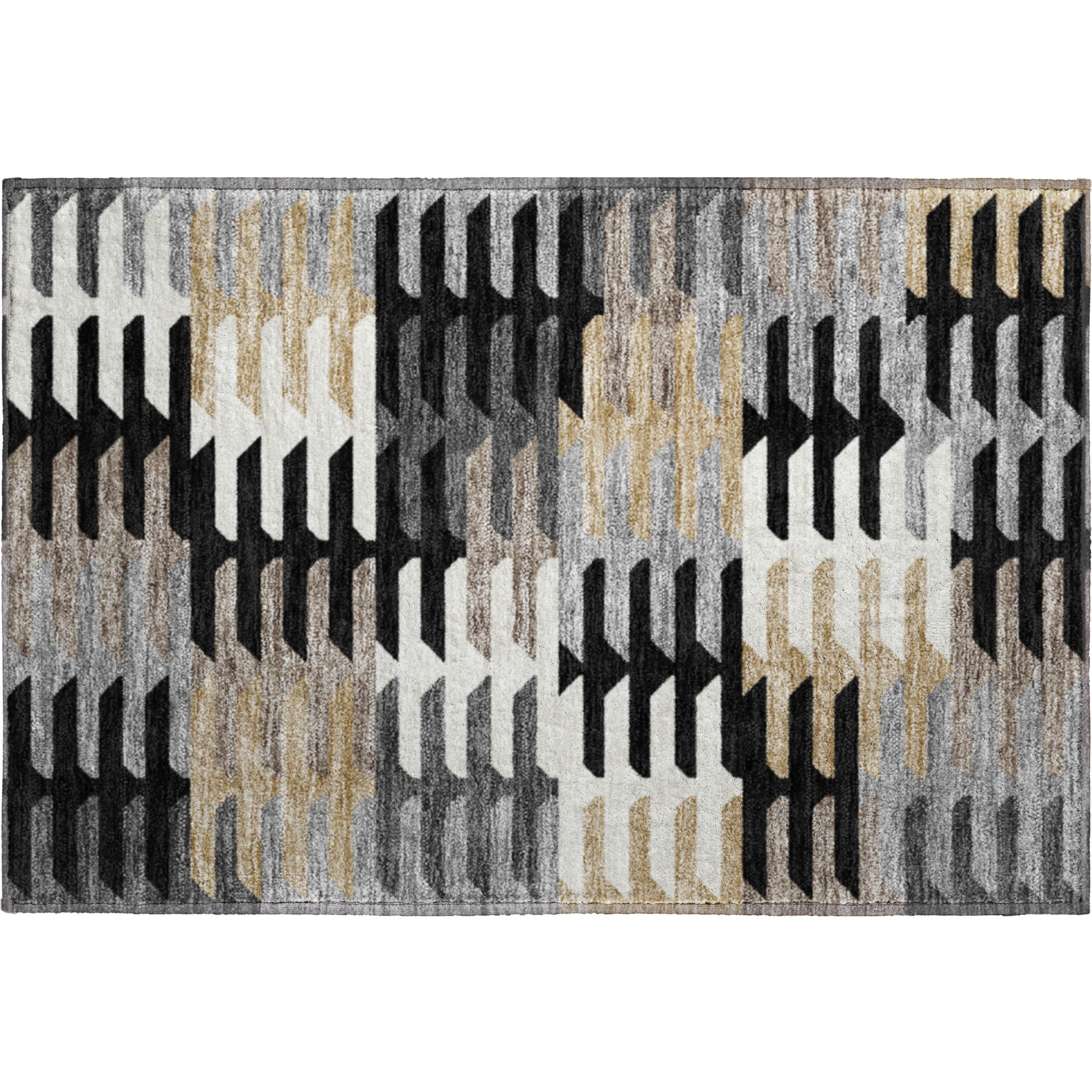 Lisbon Machine Washable Transitional Black Rug 1'8" x 2'6" #shape_Rectangle