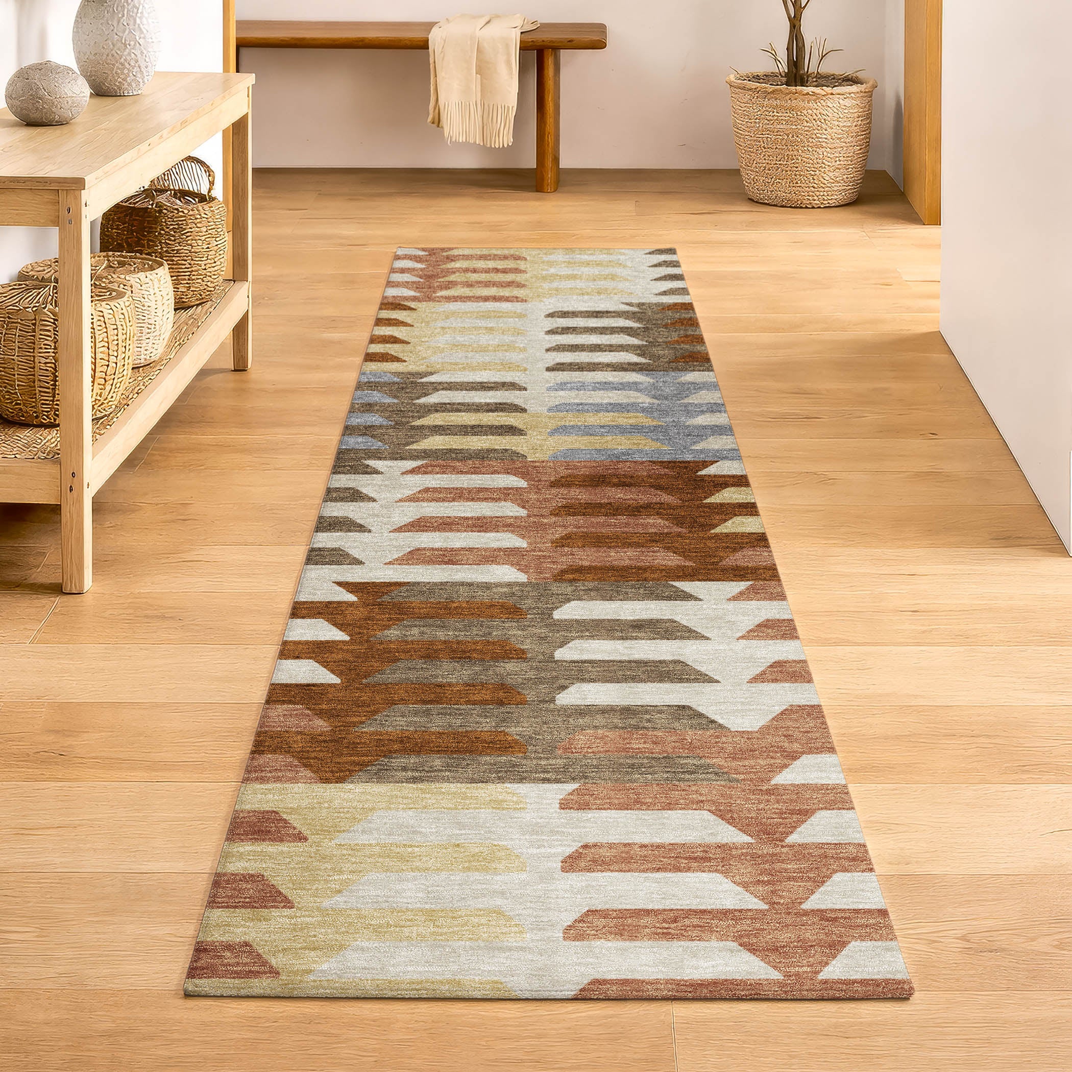 Lisbon Machine Washable Transitional Copper Orange Rug 2'3" x 7'6" #shape_Runner