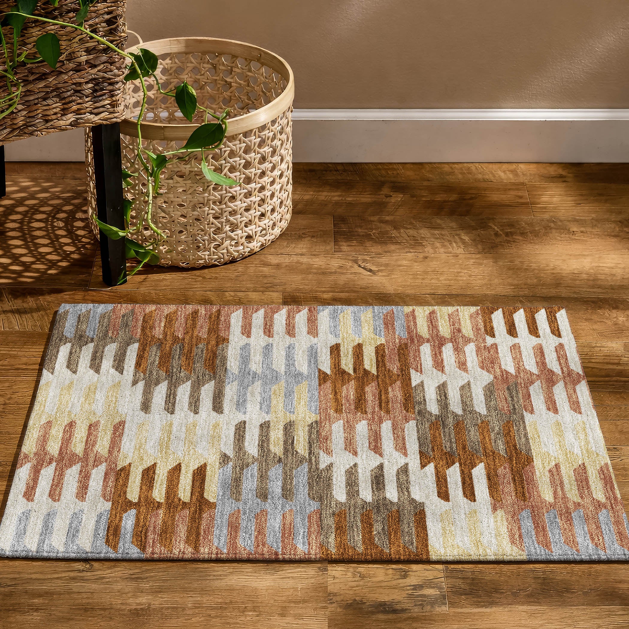 Lisbon Machine Washable Transitional Copper Orange Rug 1'8" x 2'6" #shape_Rectangle