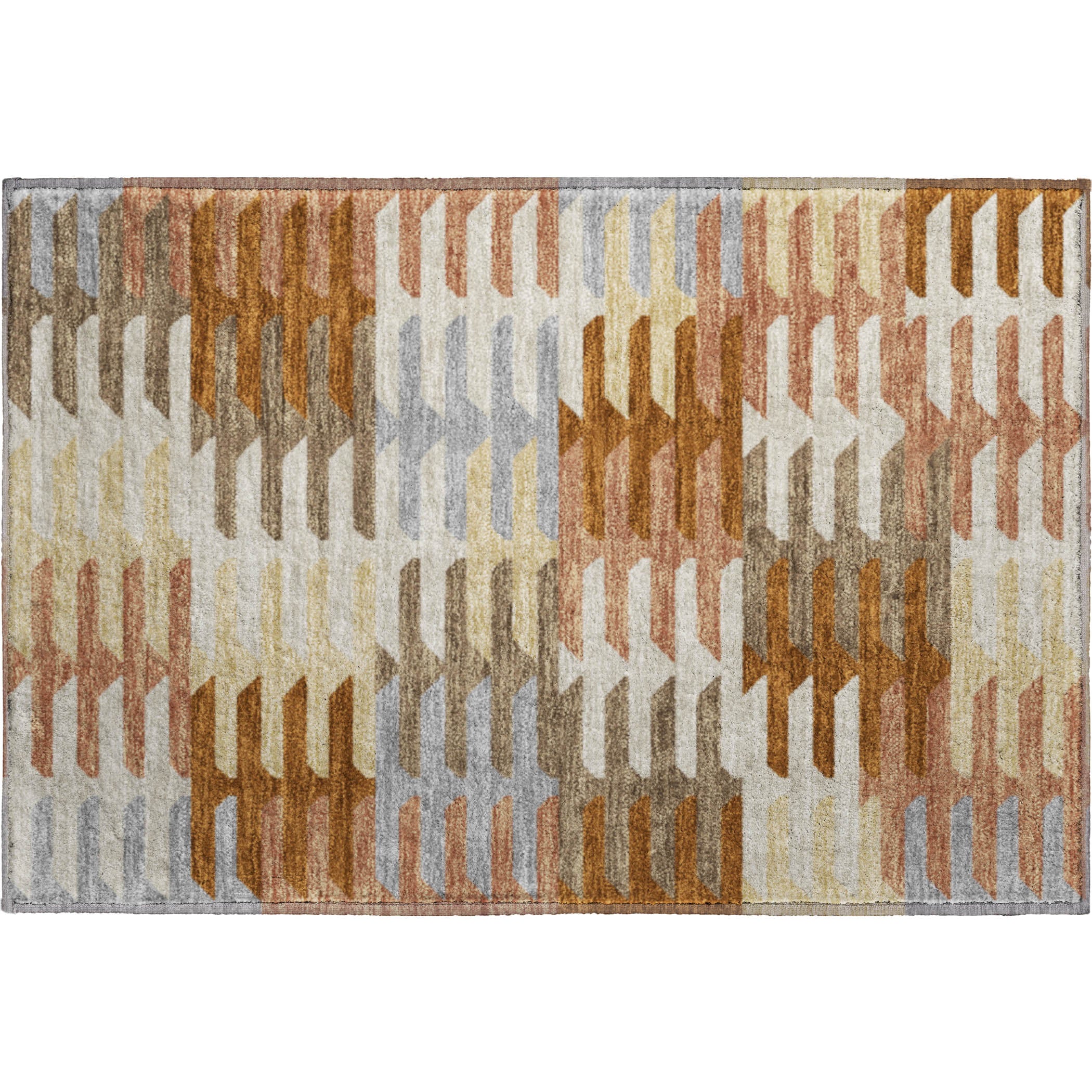 Lisbon Machine Washable Transitional Copper Orange Rug 1'8" x 2'6" #shape_Rectangle