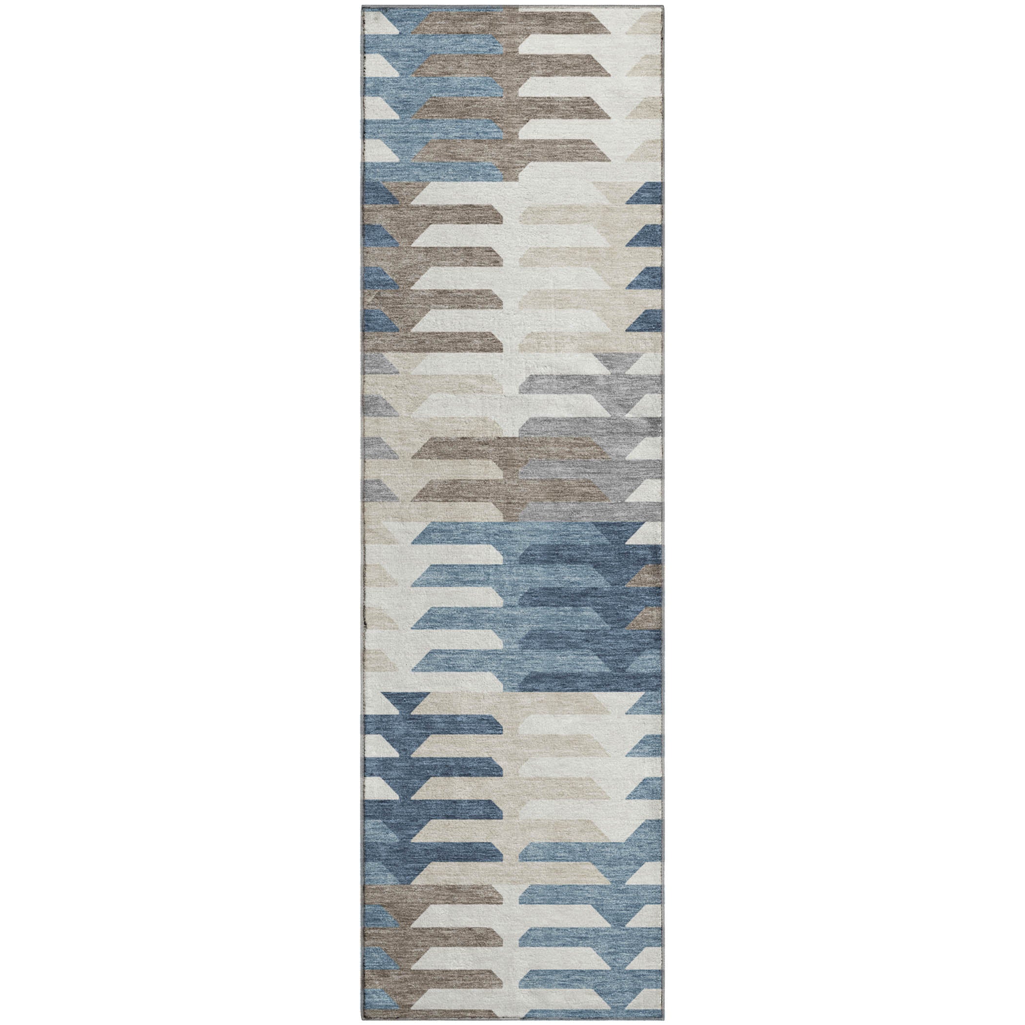 Lisbon Machine Washable Transitional Denim Blue Rug 2'3" x 7'6" #shape_Runner