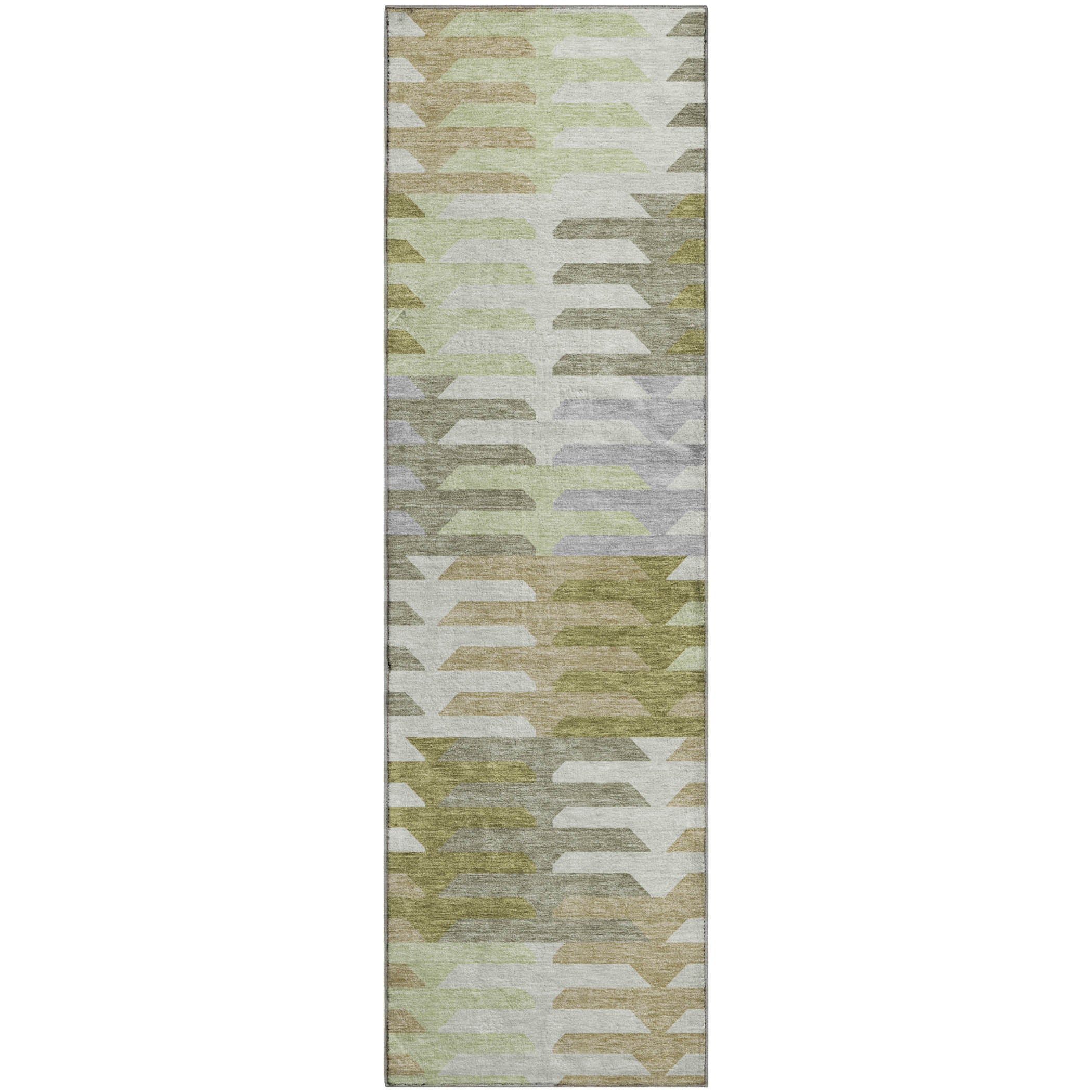 Lisbon Machine Washable Transitional Fern Green Rug 2'3" x 7'6" #shape_Runner