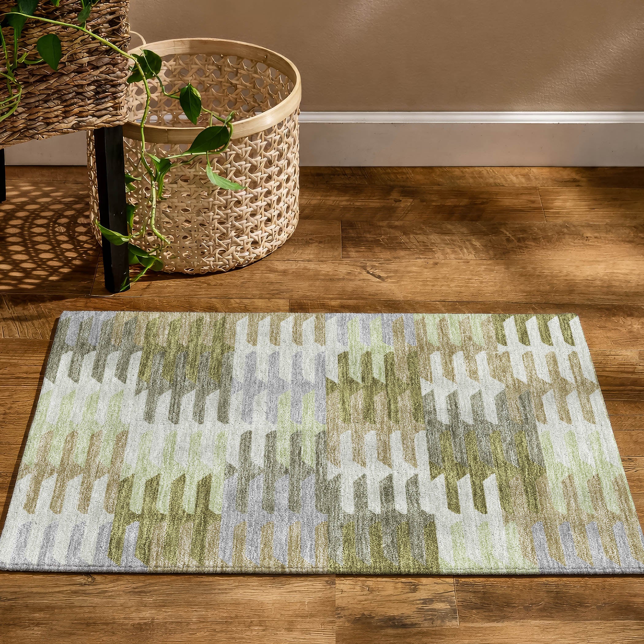 Lisbon Machine Washable Transitional Fern Green Rug 1'8" x 2'6" #shape_Rectangle