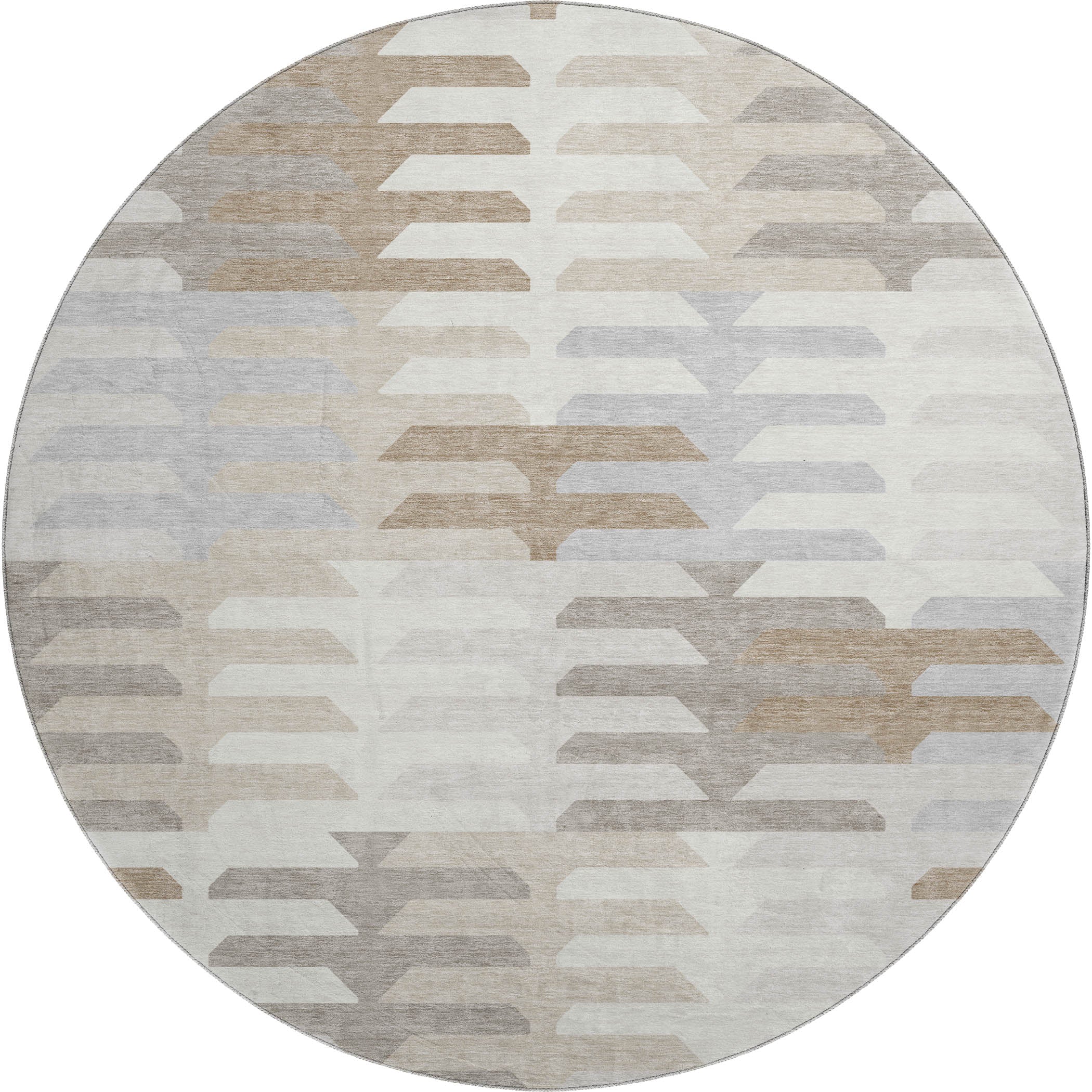 Lisbon Machine Washable Transitional Ivory Rug 8' x 8' #shape_Round