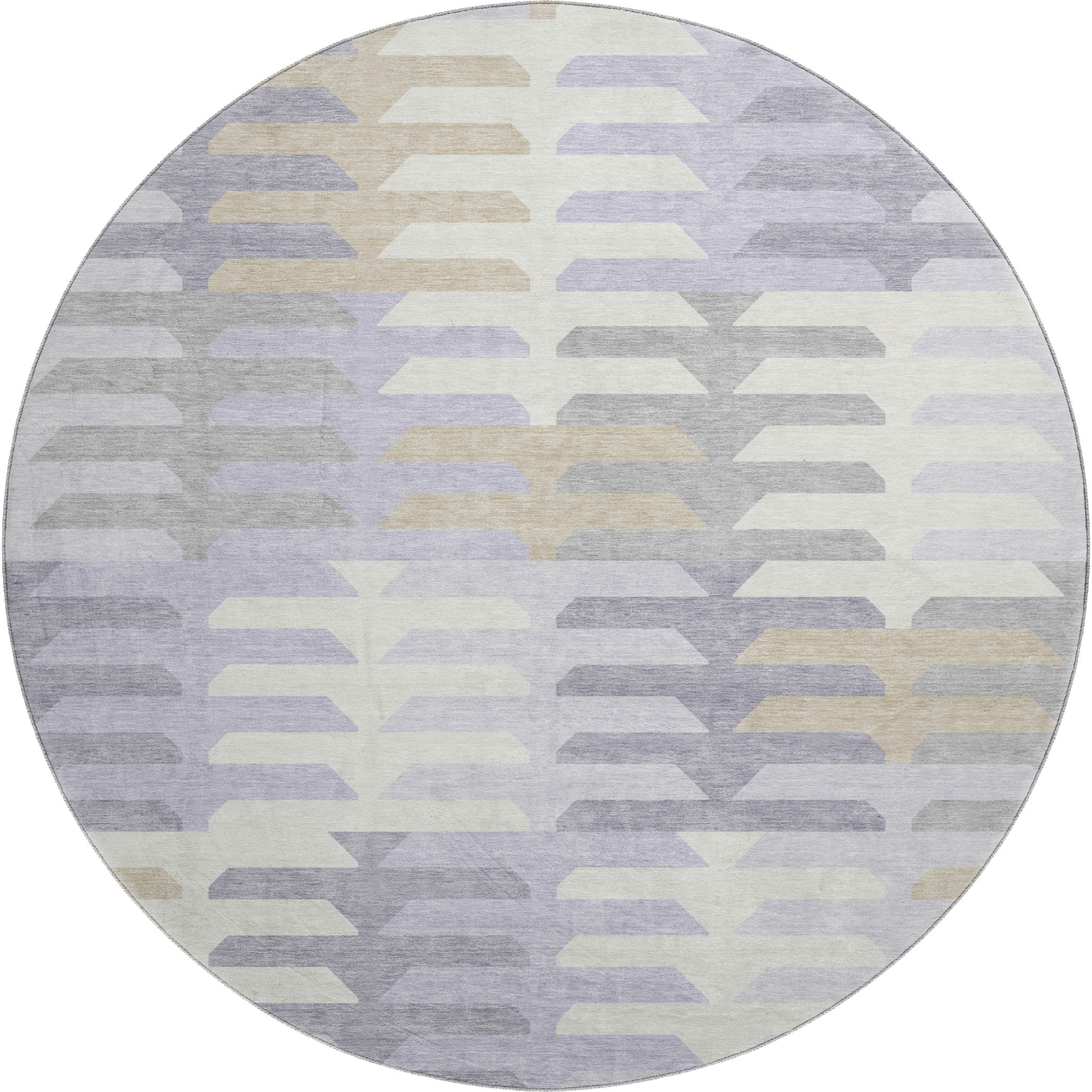 Lisbon Machine Washable Transitional Lavender Purple Rug 8' x 8' #shape_Round