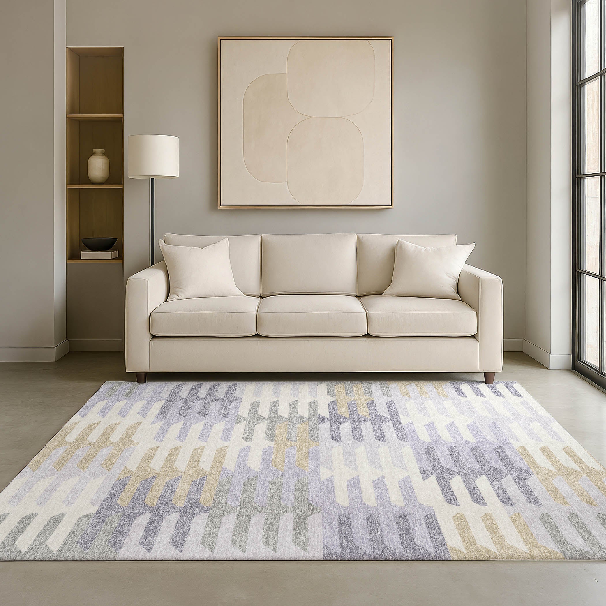 Lisbon Machine Washable Transitional Lavender Purple Rug 3' x 5' #shape_Rectangle