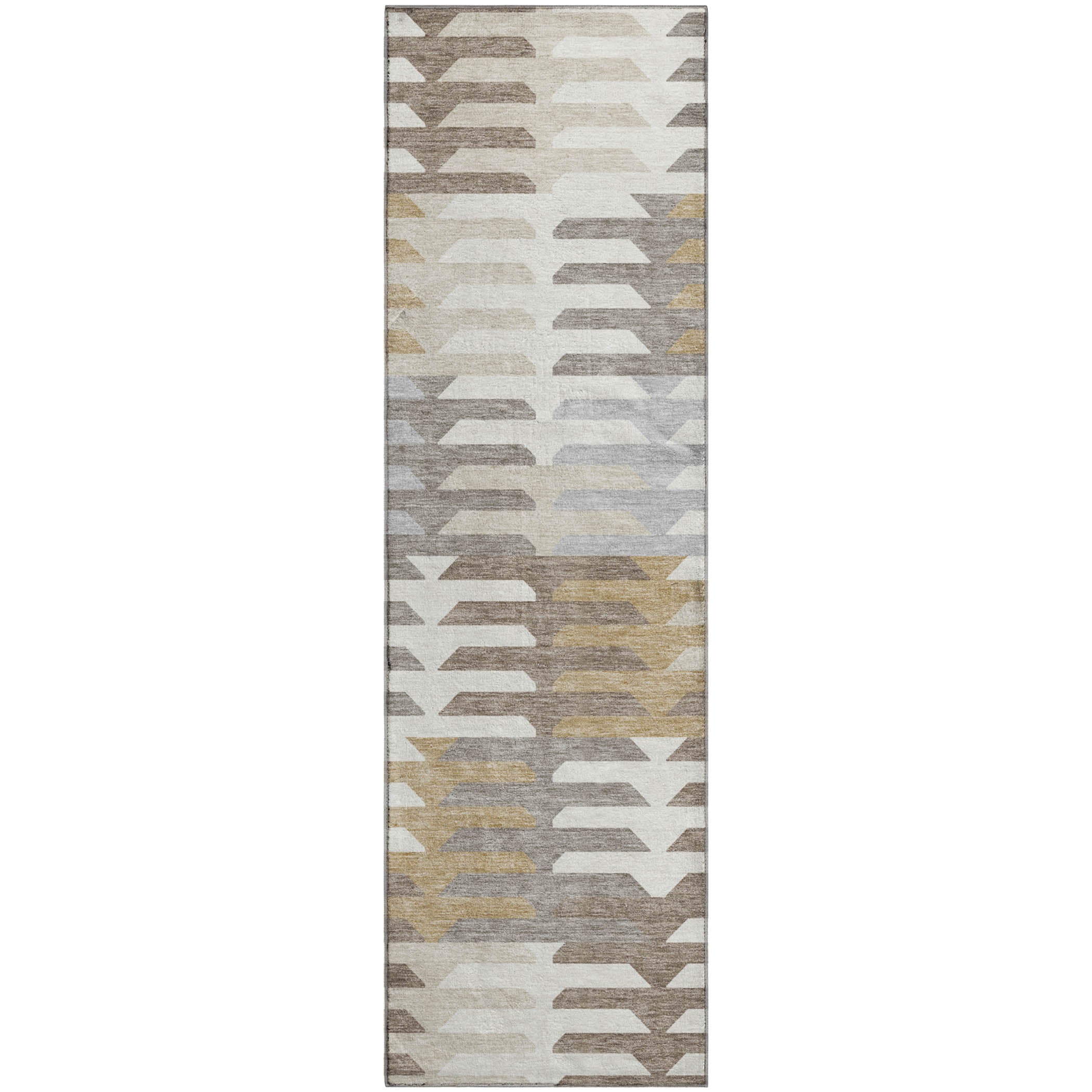 Lisbon Machine Washable Transitional Taupe Brown Rug 2'3" x 7'6" #shape_Runner