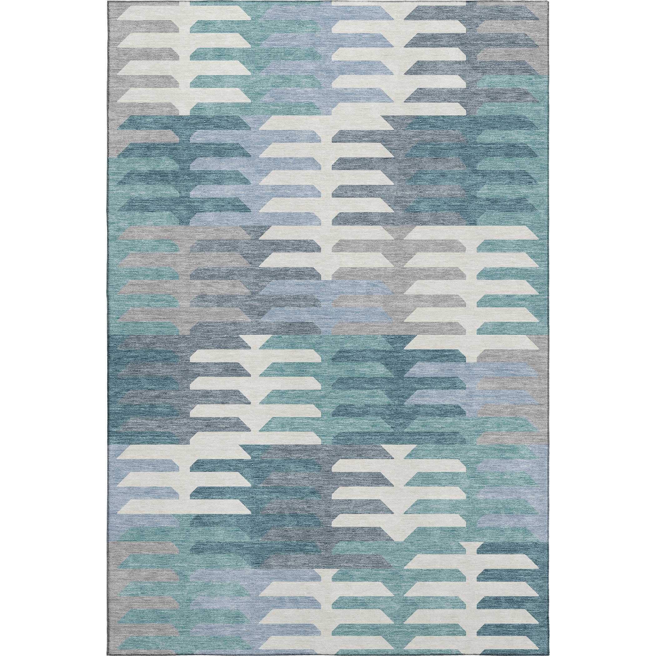 Lisbon Machine Washable Transitional Teal Rug 3' x 5' #shape_Rectangle