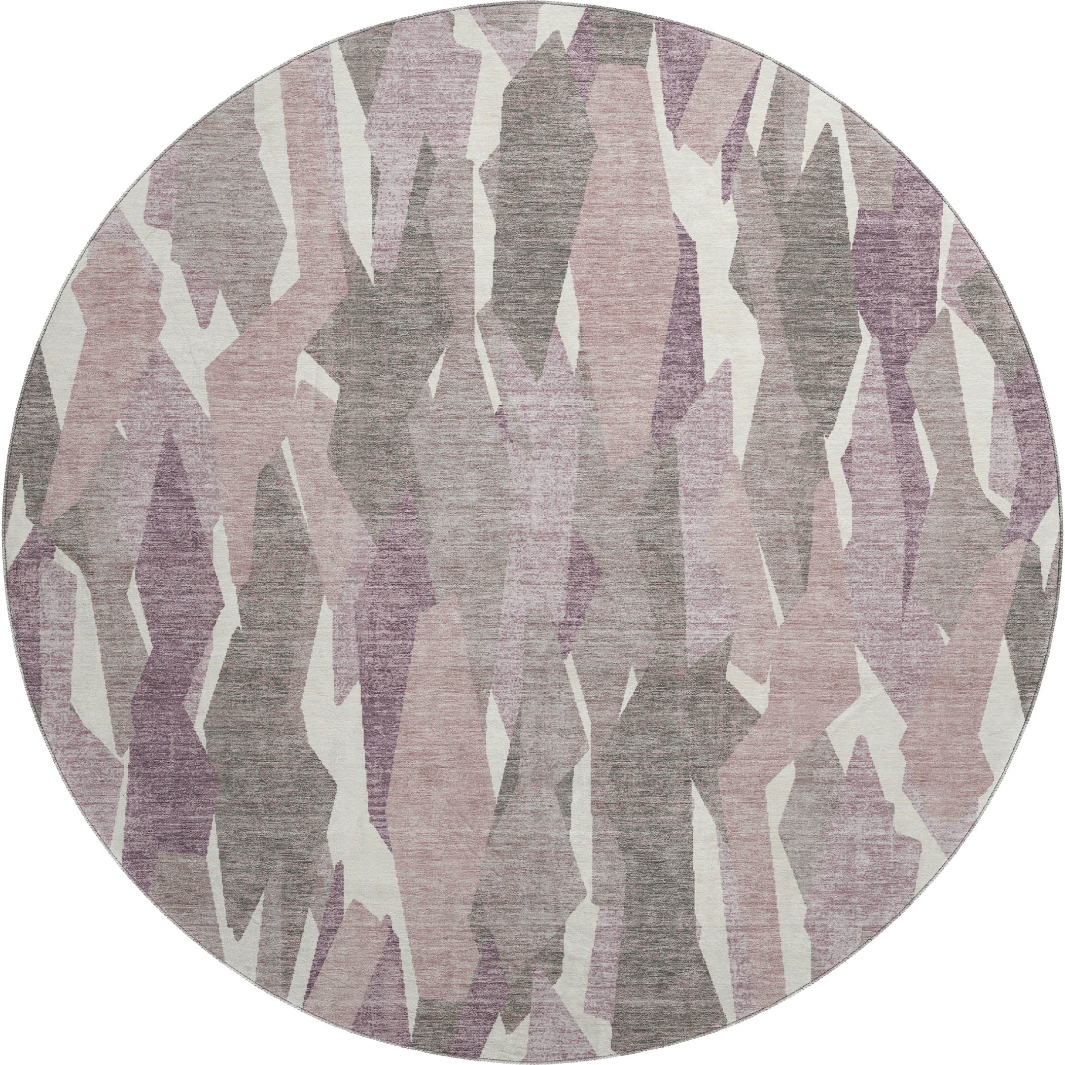 Lima Machine Washable Transitional Blush Pink Rug 8' x 8' #shape_Round