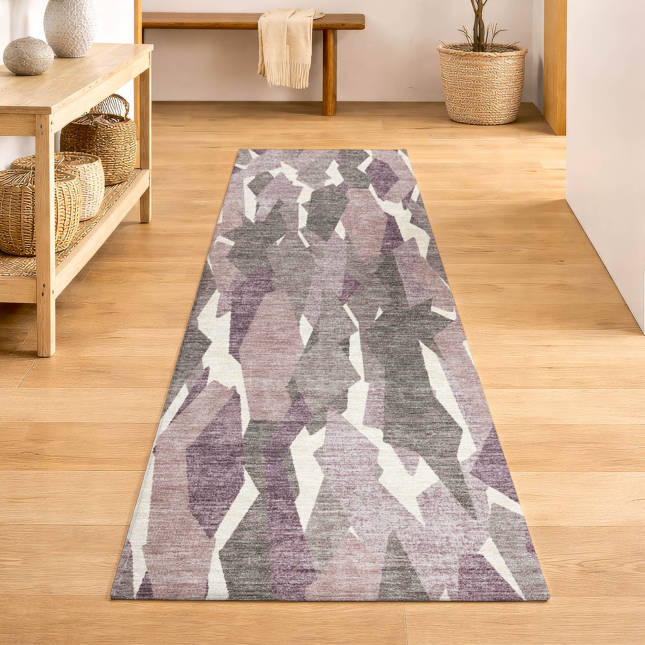 Lima Machine Washable Transitional Blush Pink Rug 2'3" x 7'6" #shape_Runner