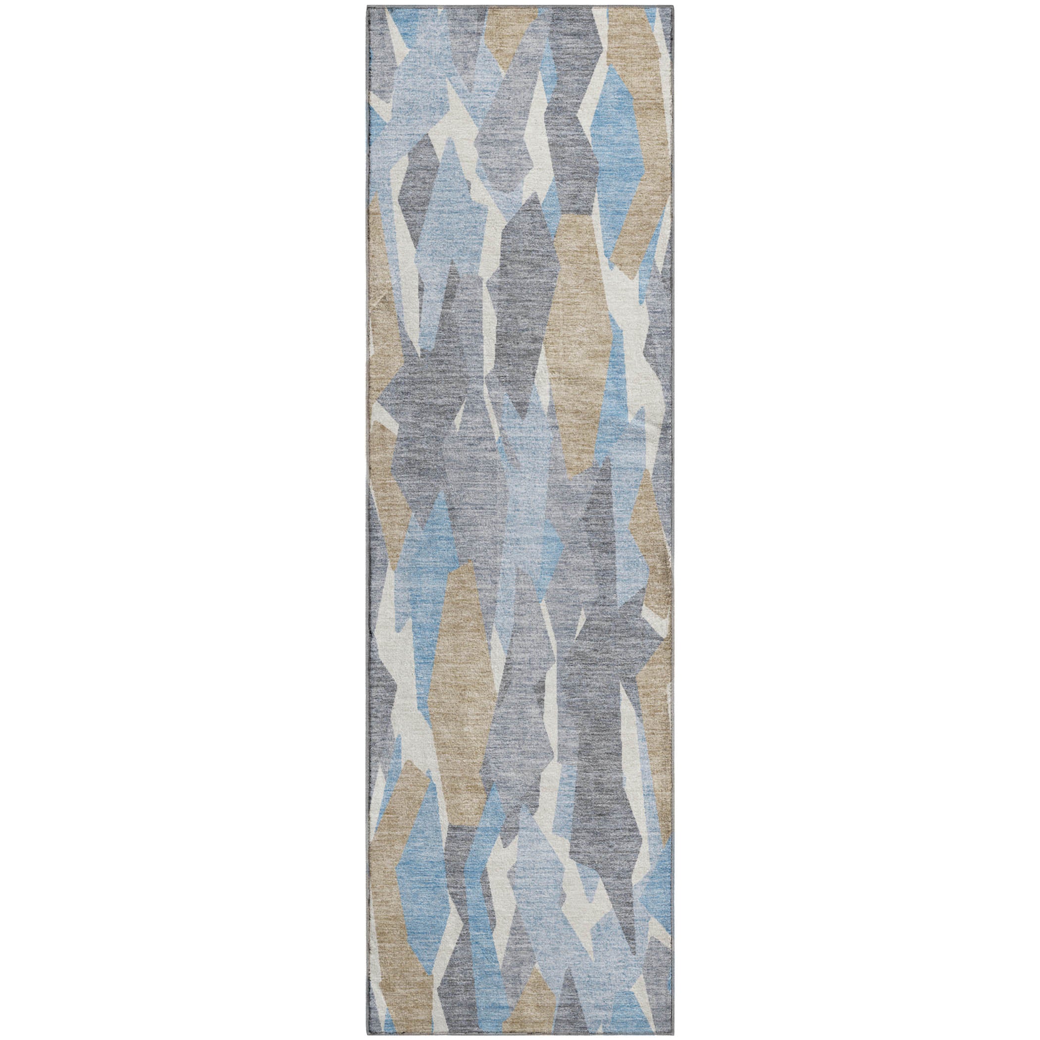 Lima Machine Washable Transitional Denim Blue Rug 2'3" x 7'6" #shape_Runner
