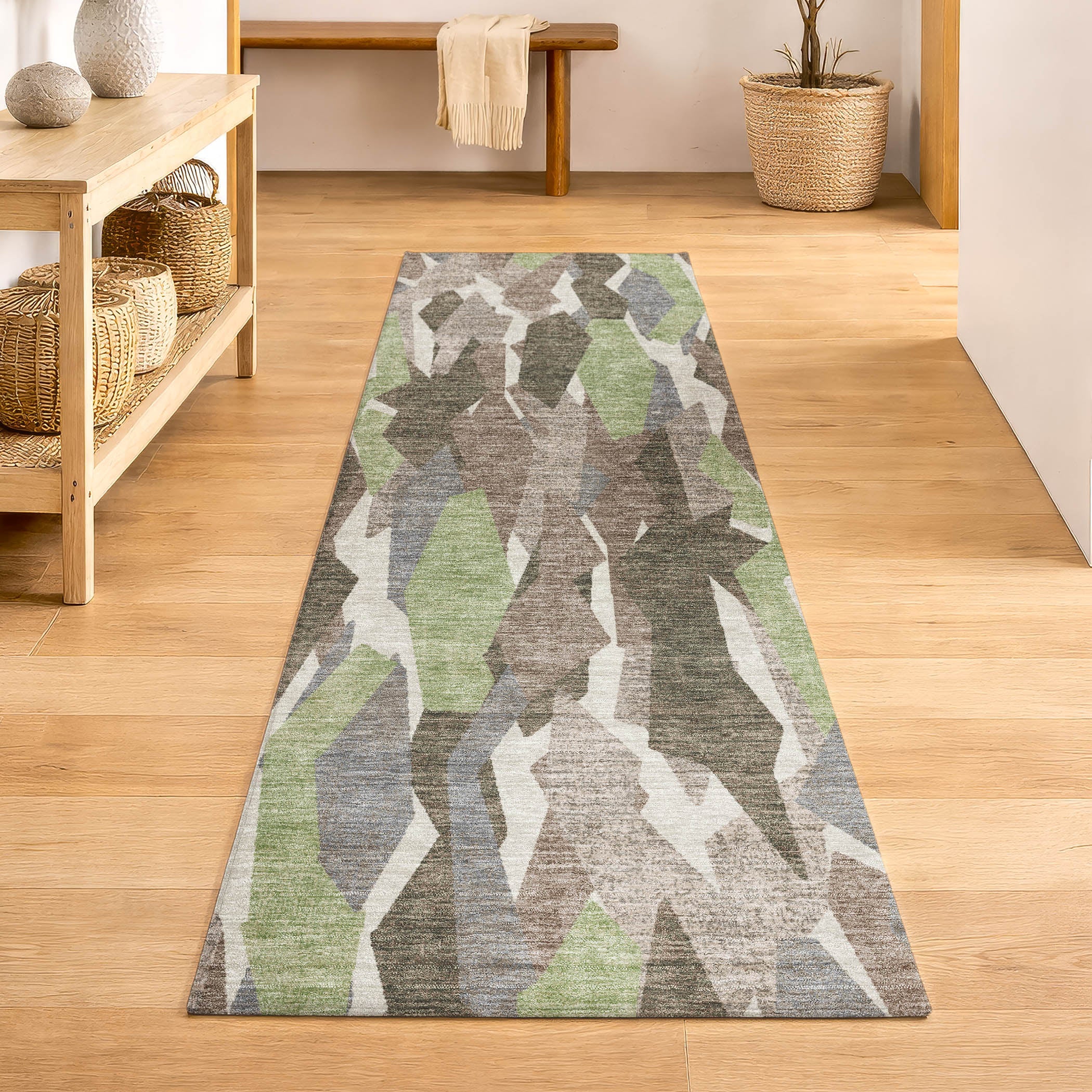 Lima Machine Washable Transitional Mocha Brown Rug 2'3" x 7'6" #shape_Runner
