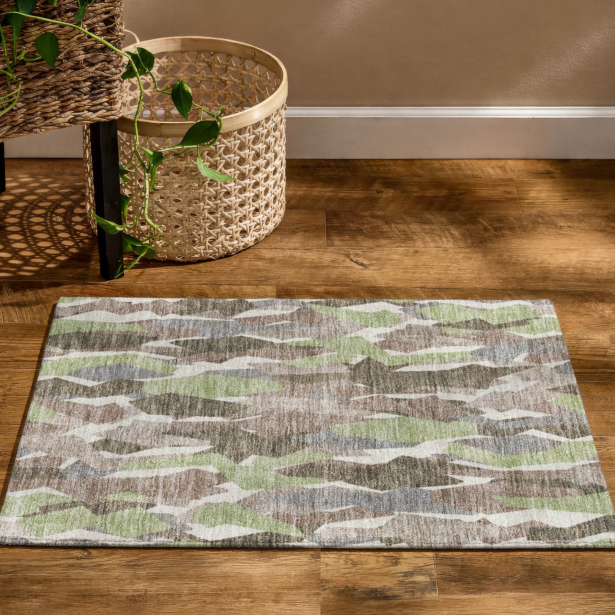 Lima Machine Washable Transitional Mocha Brown Rug 1'8" x 2'6" #shape_Rectangle