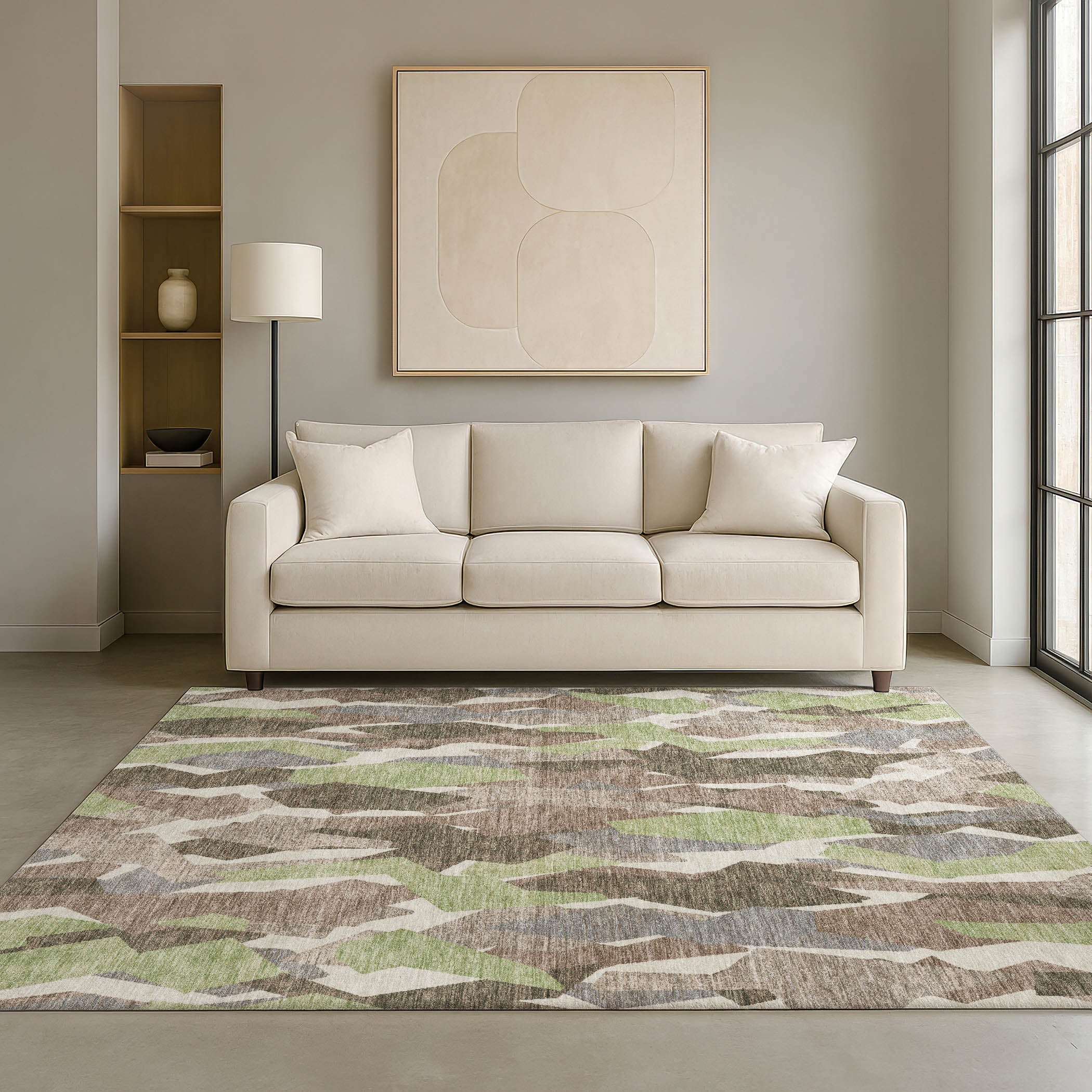 Lima Machine Washable Transitional Mocha Brown Rug 3' x 5' #shape_Rectangle