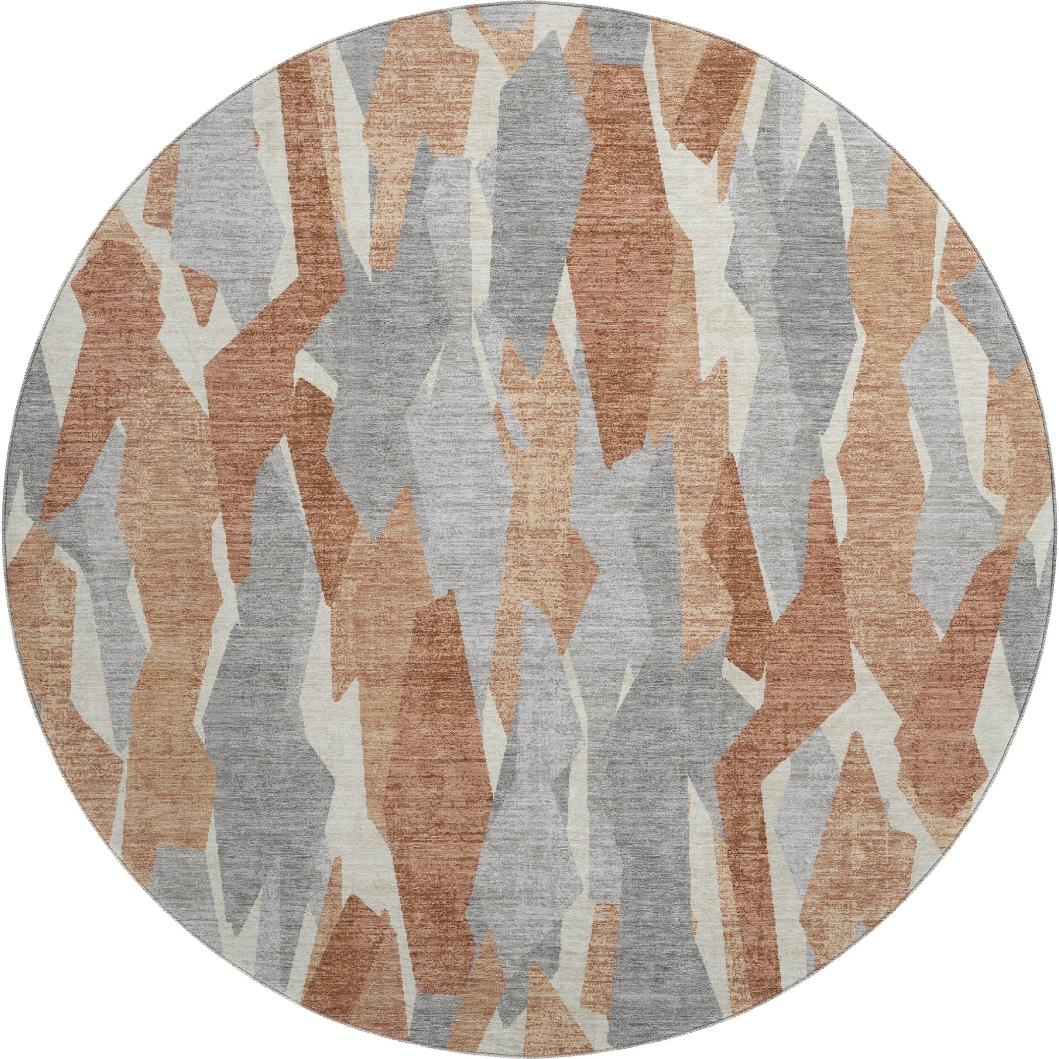Lima Machine Washable Transitional Paprika Orange Rug 8' x 8' #shape_Round