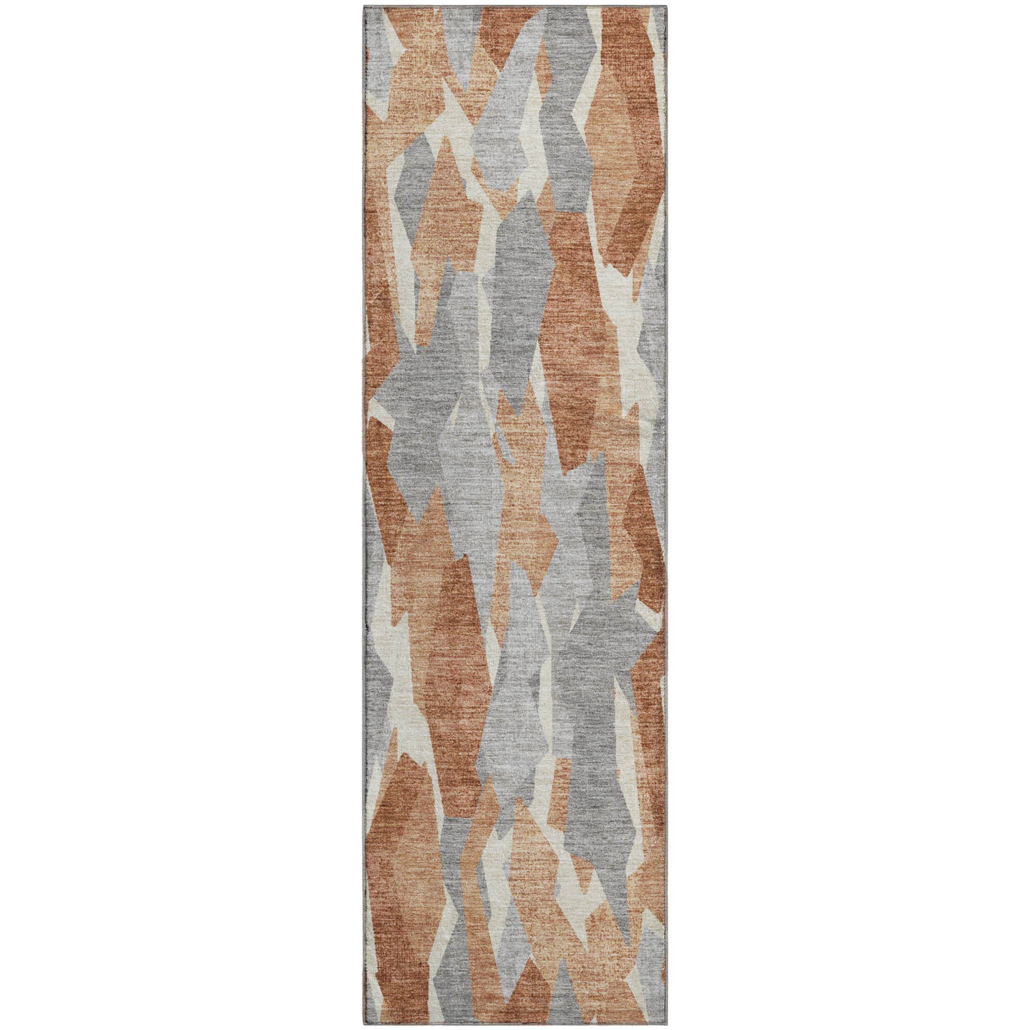 Lima Machine Washable Transitional Paprika Orange Rug 2'3" x 7'6" #shape_Runner