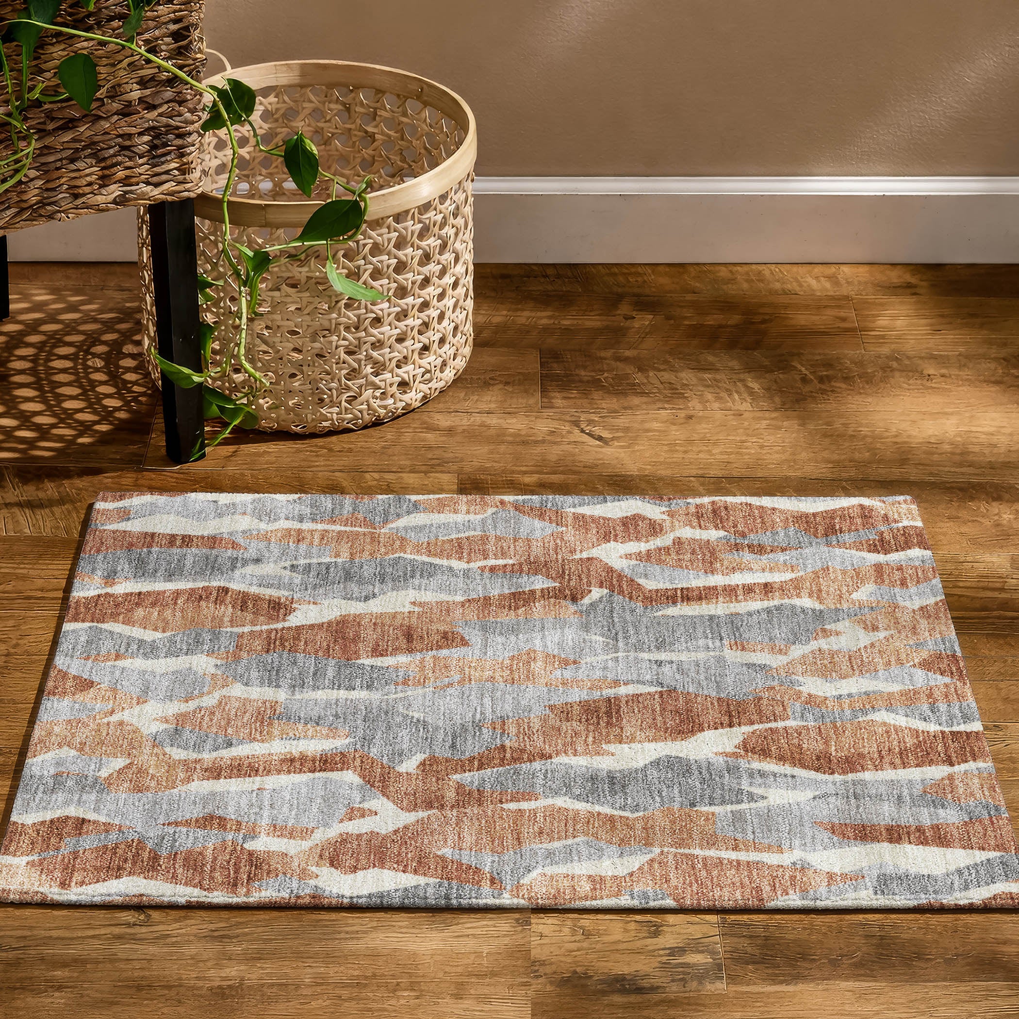 Lima Machine Washable Transitional Paprika Orange Rug 1'8" x 2'6" #shape_Rectangle