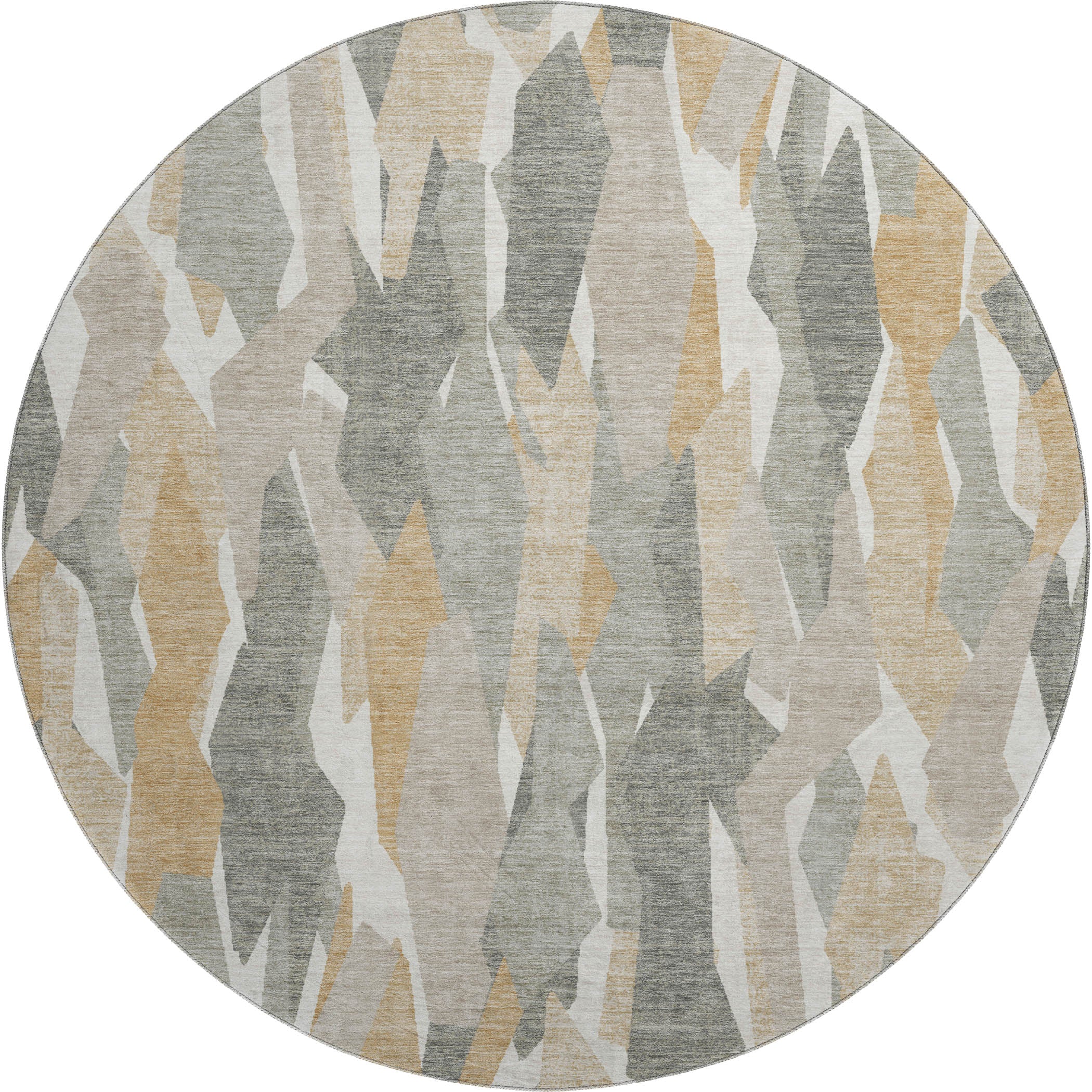 Lima Machine Washable Transitional Pewter Gray Rug 8' x 8' #shape_Round