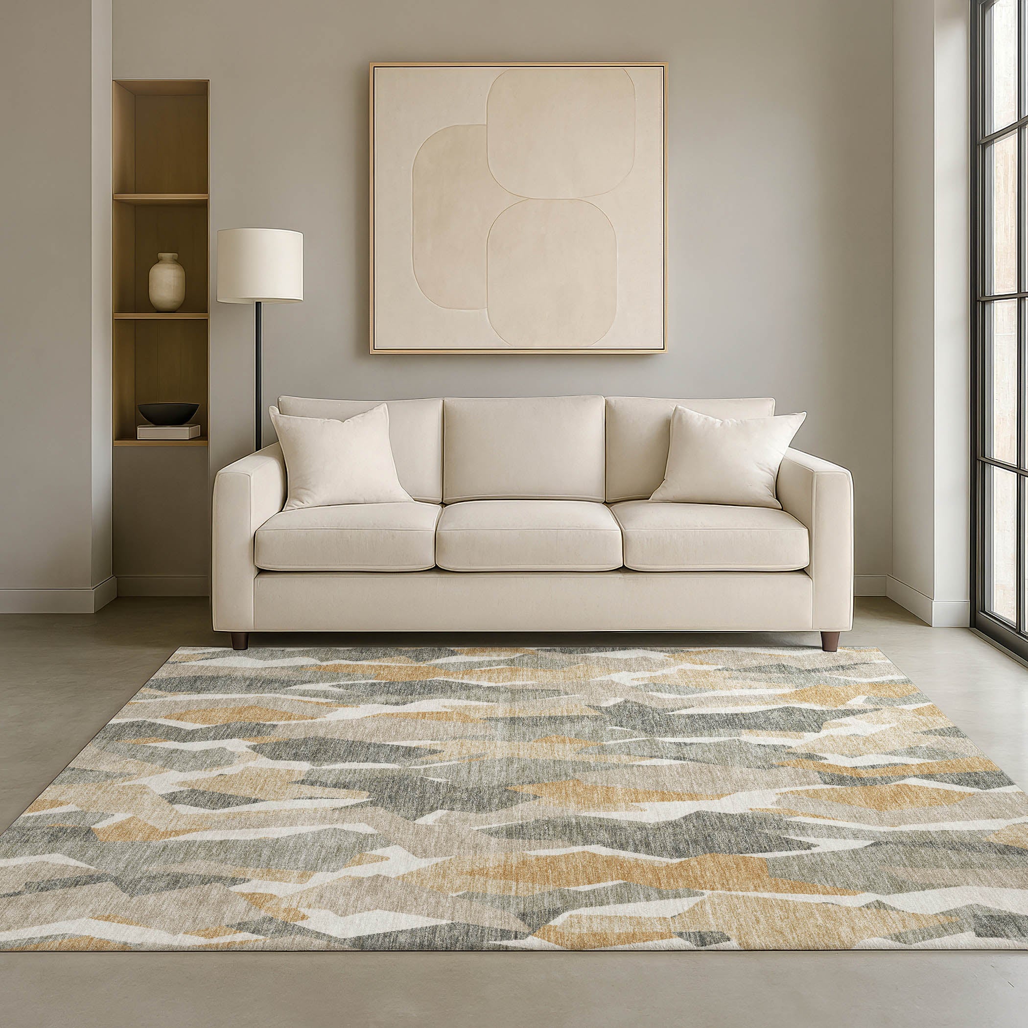 Lima Machine Washable Transitional Pewter Gray Rug 3' x 5' #shape_Rectangle