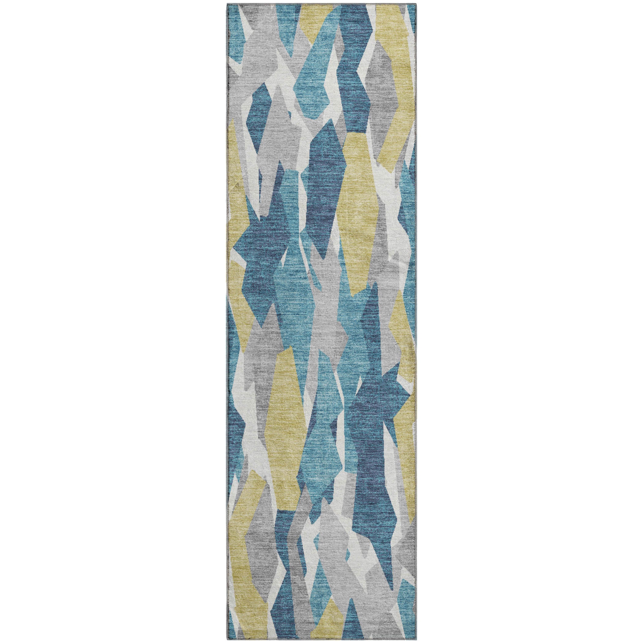 Lima Machine Washable Transitional Teal Rug 2'3" x 7'6" #shape_Runner