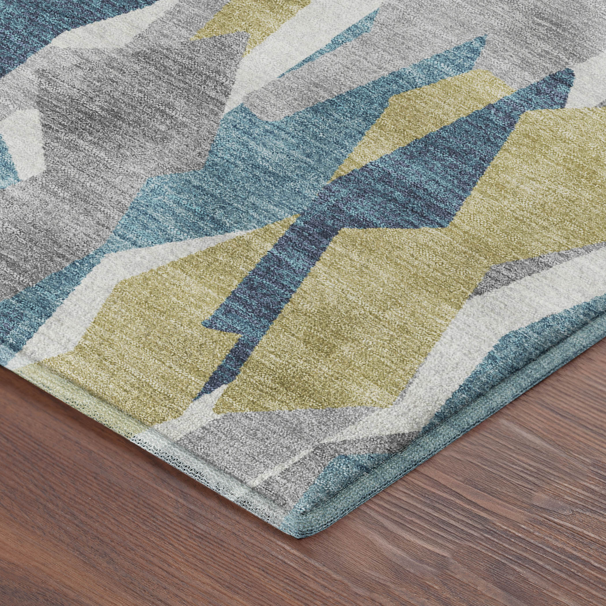 Lima Machine Washable Transitional Teal Rug 1'8" x 2'6" #shape_Rectangle