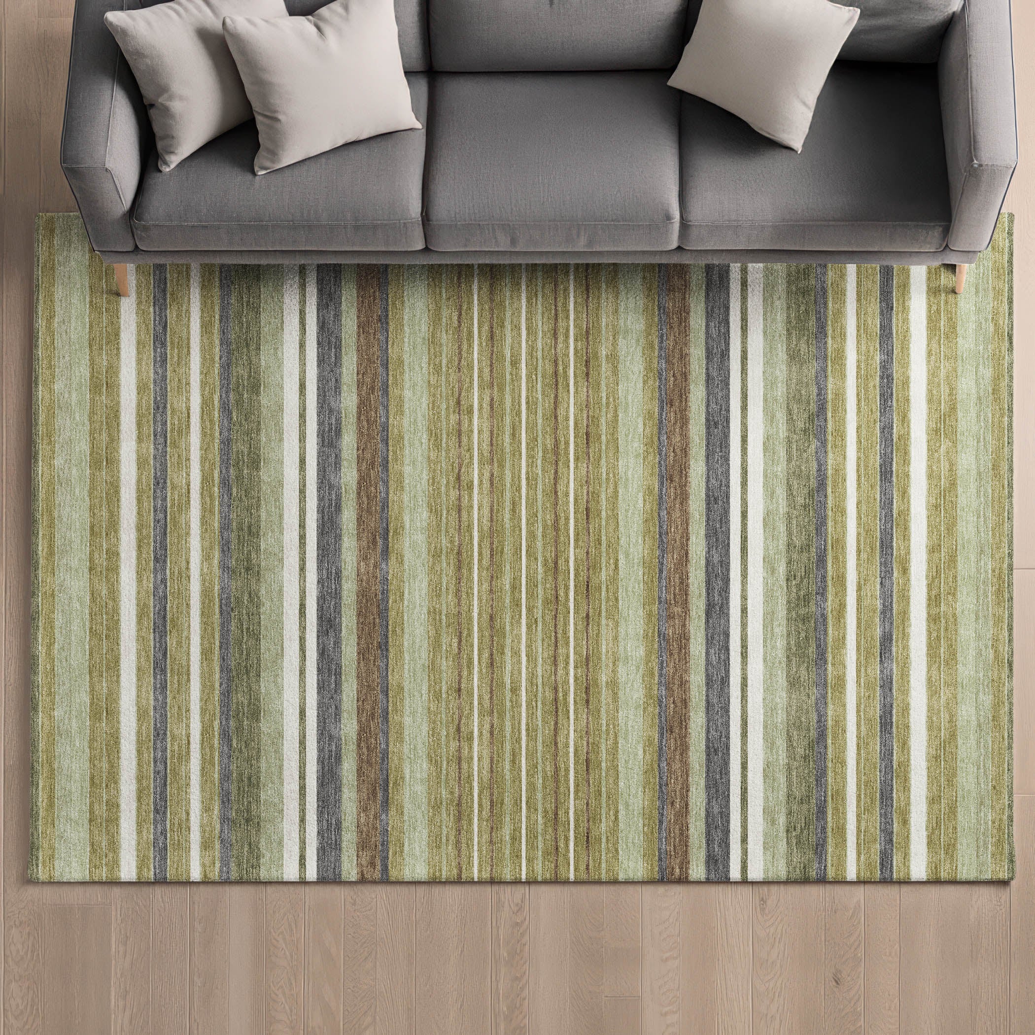 Sarajevo Machine Washable Transitional Aloe Green Rug 3' x 5' #shape_Rectangle
