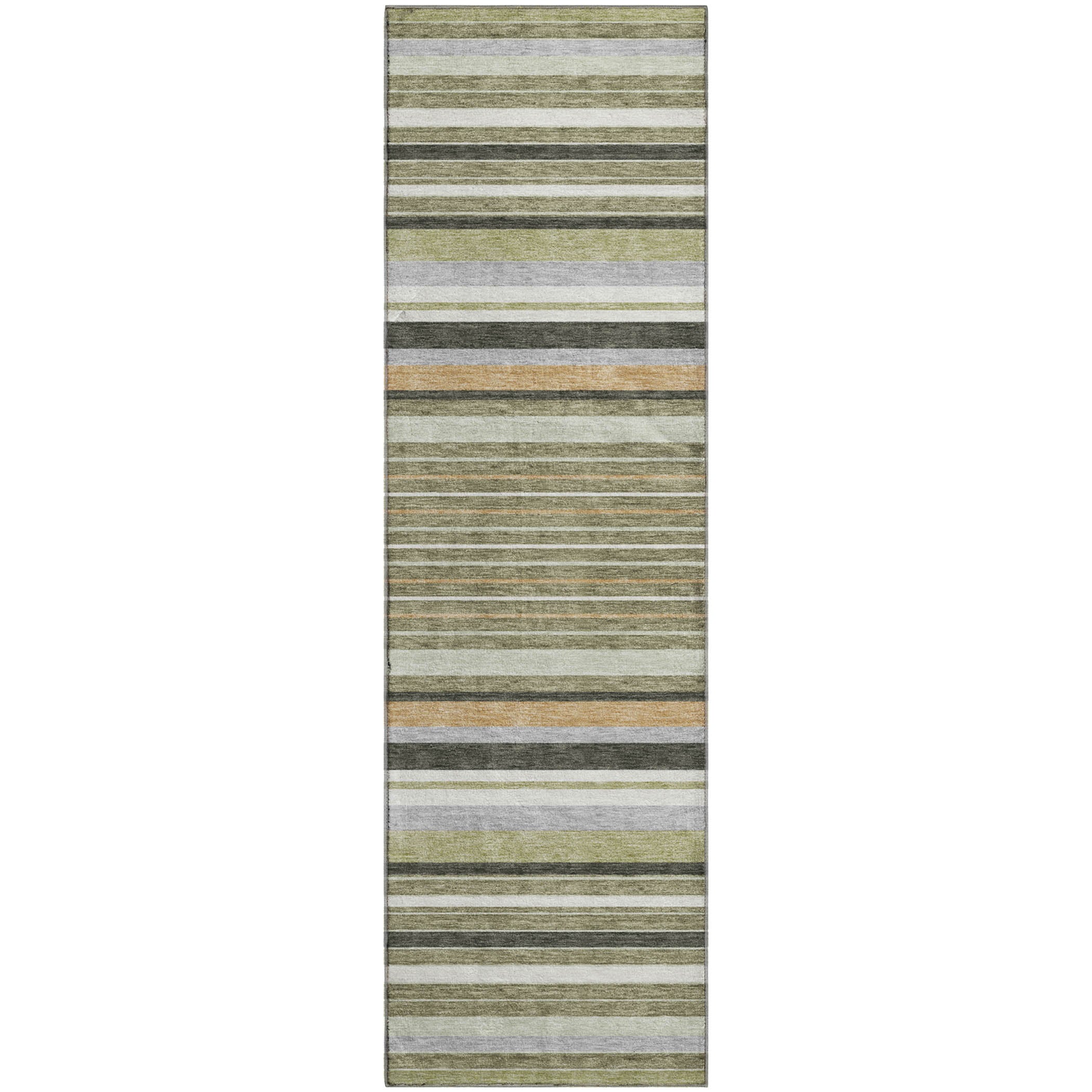 Sarajevo Machine Washable Transitional Olive Green Rug 2'3" x 7'6" #shape_Runner