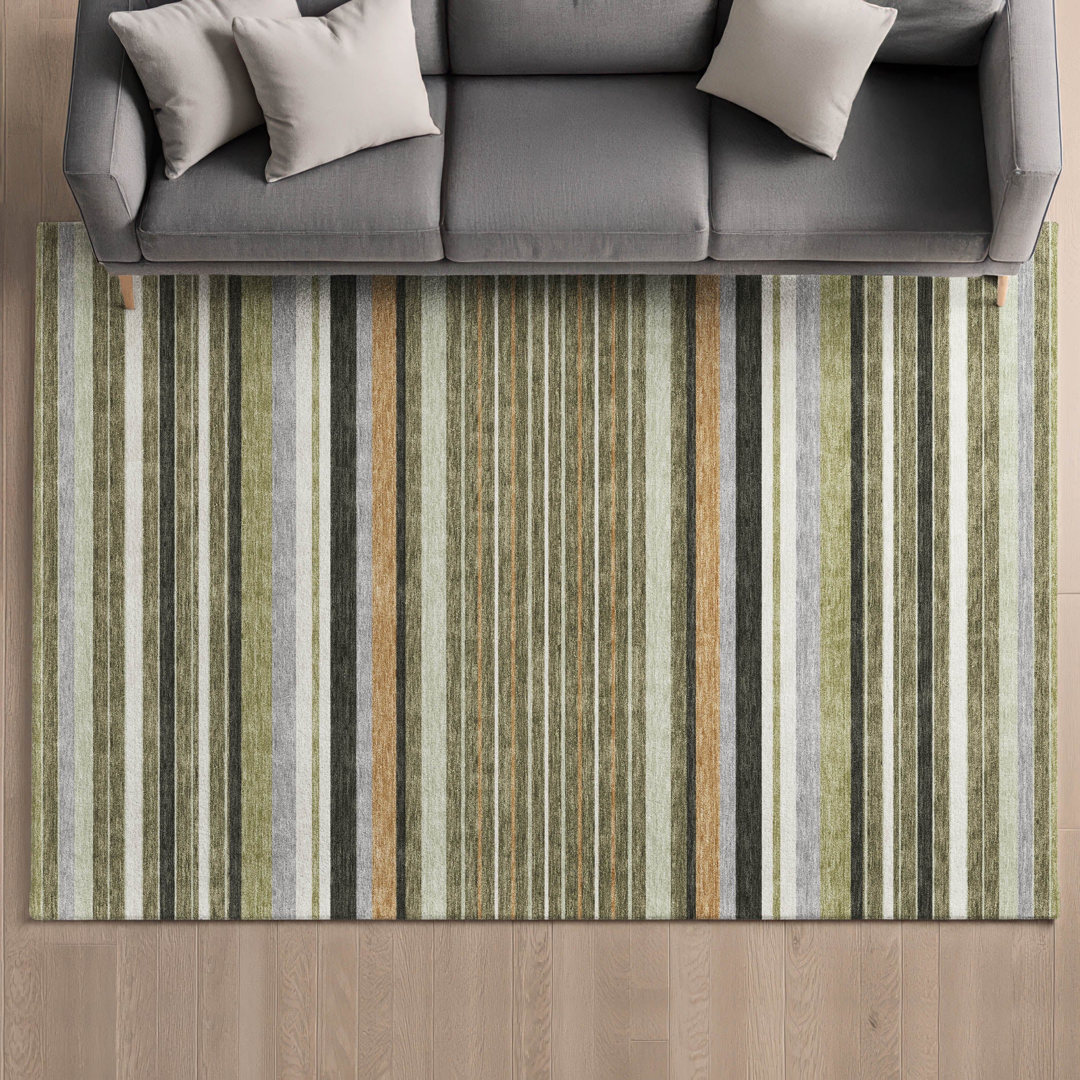 Sarajevo Machine Washable Transitional Olive Green Rug 3' x 5' #shape_Rectangle