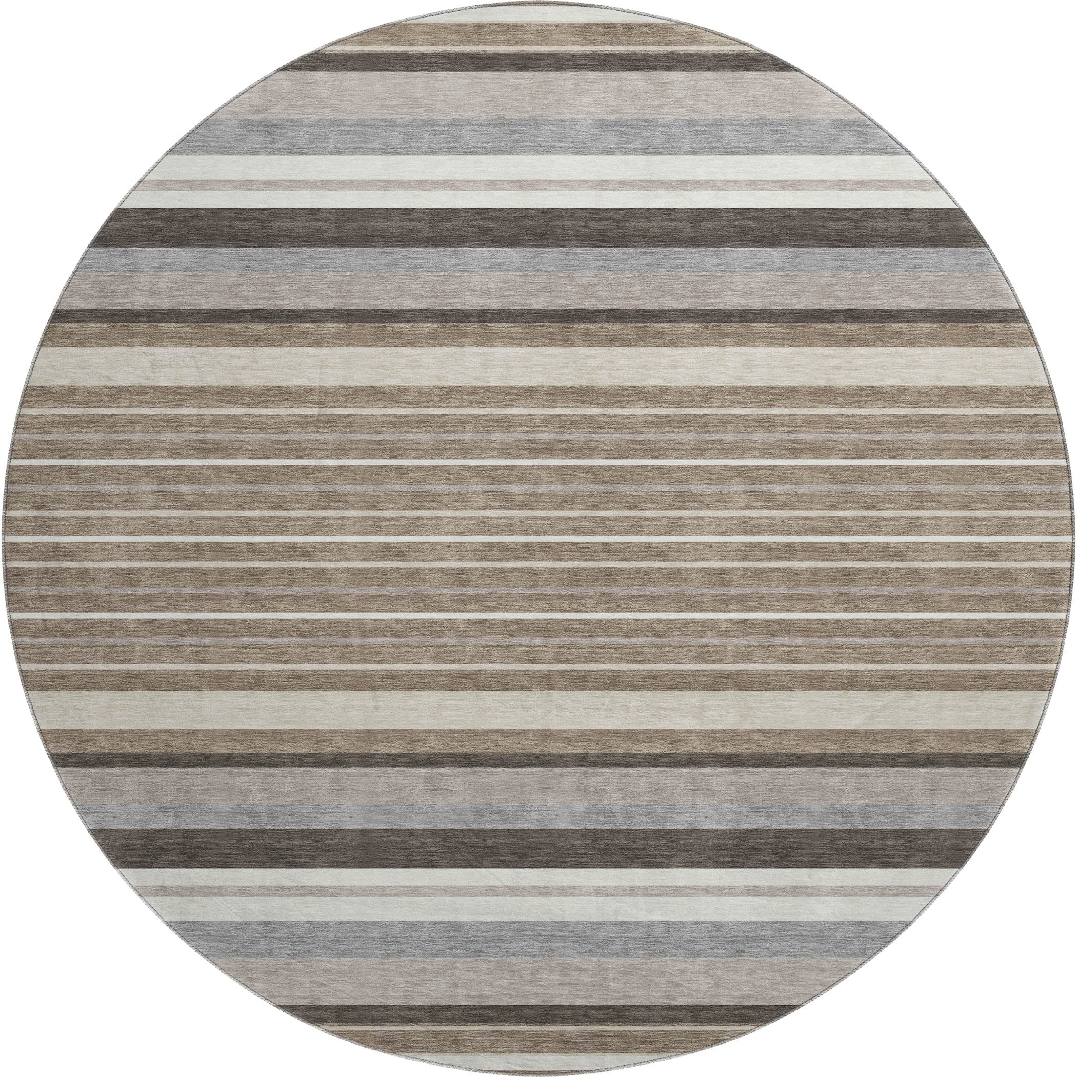 Sarajevo Machine Washable Transitional Taupe Brown Rug 8' x 8' #shape_Round