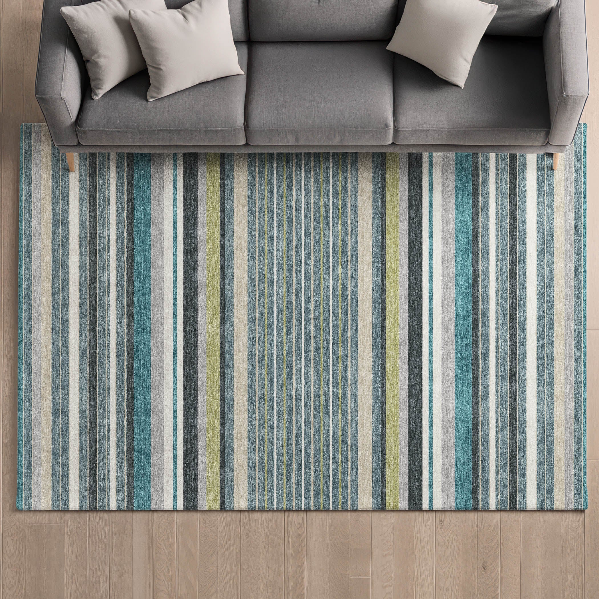 Sarajevo Machine Washable Transitional Teal Rug 3' x 5' #shape_Rectangle