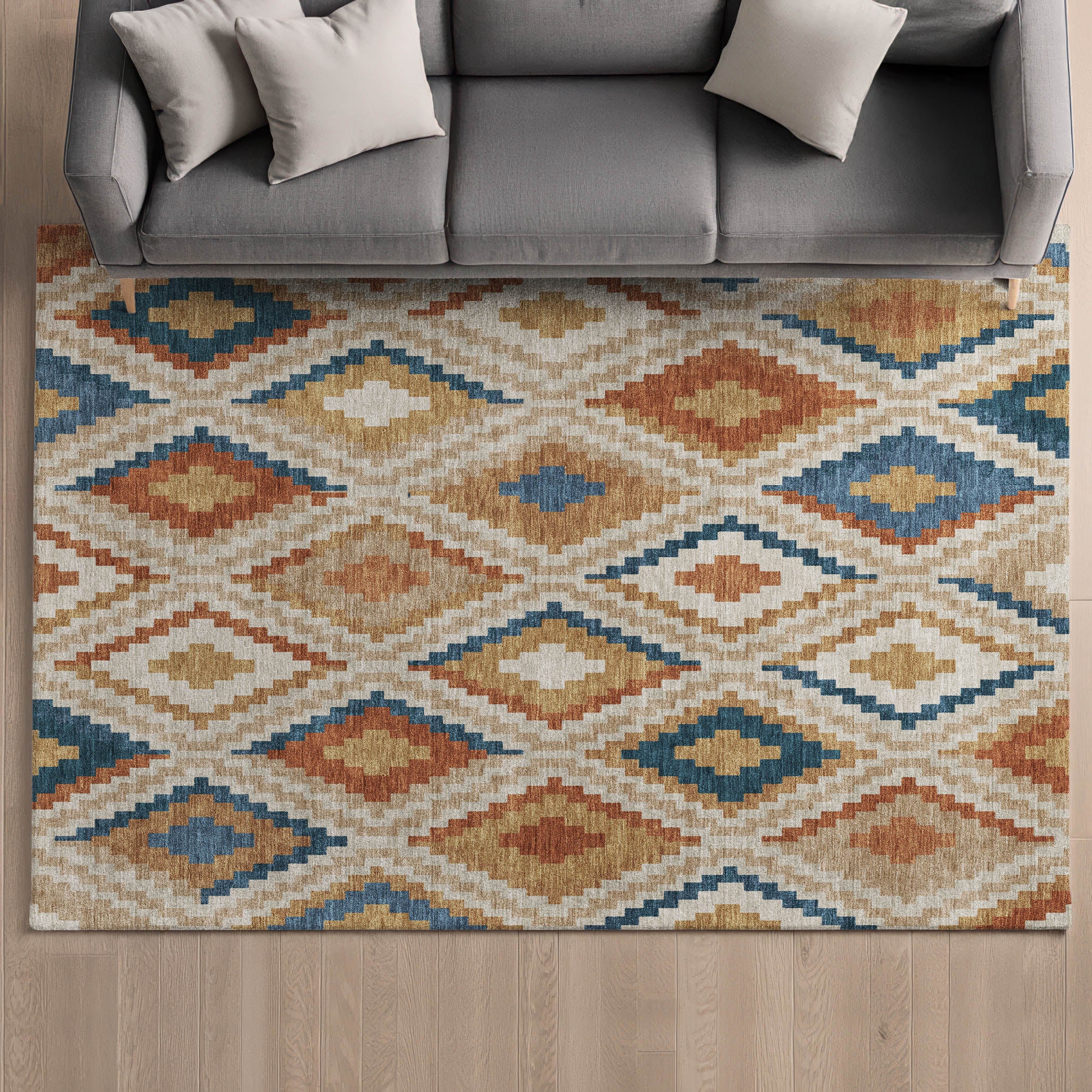 Kathmandu Machine Washable Transitional Beige Brown Rug 3' x 5' #shape_Rectangle