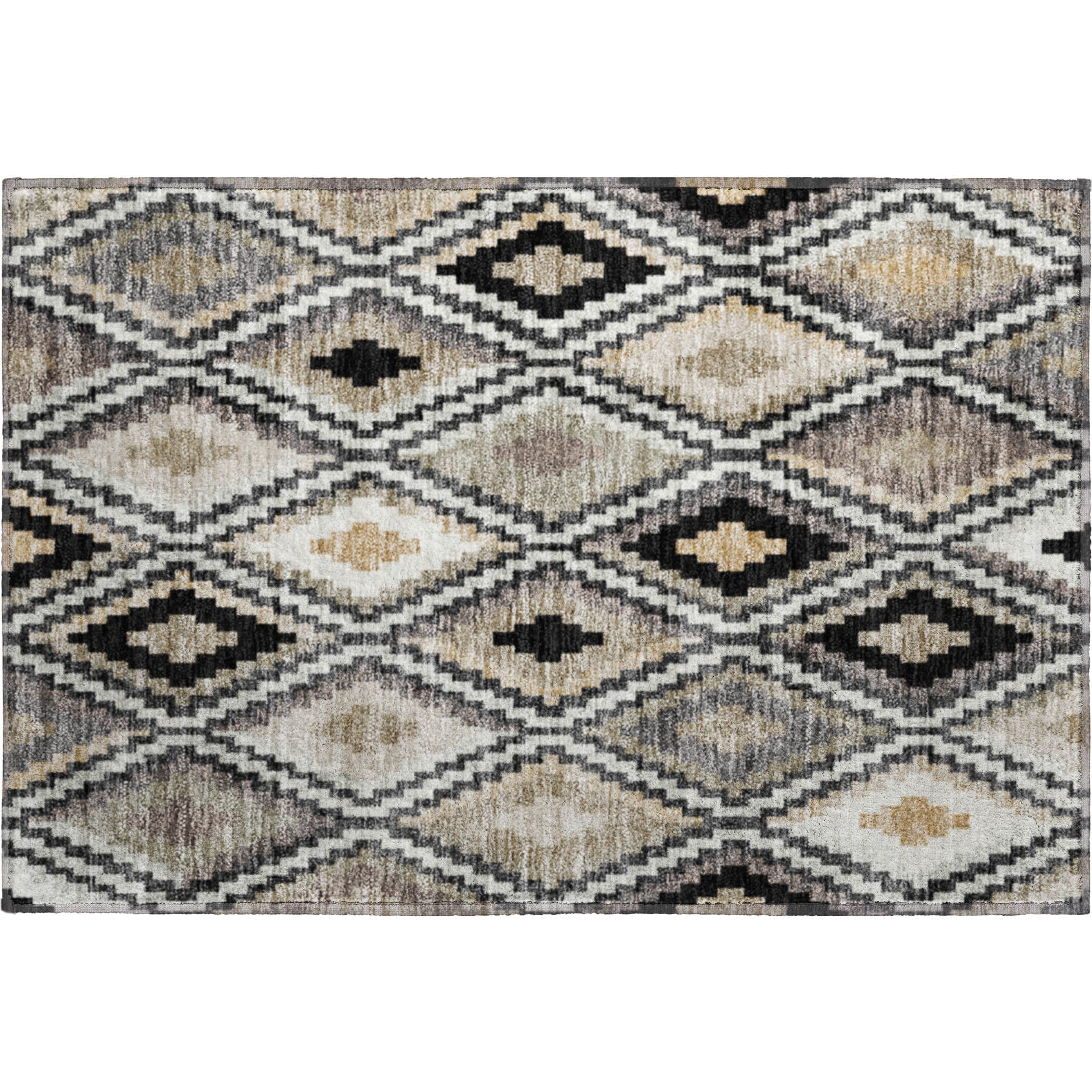 Kathmandu Machine Washable Transitional Black Rug 1'8" x 2'6" #shape_Rectangle