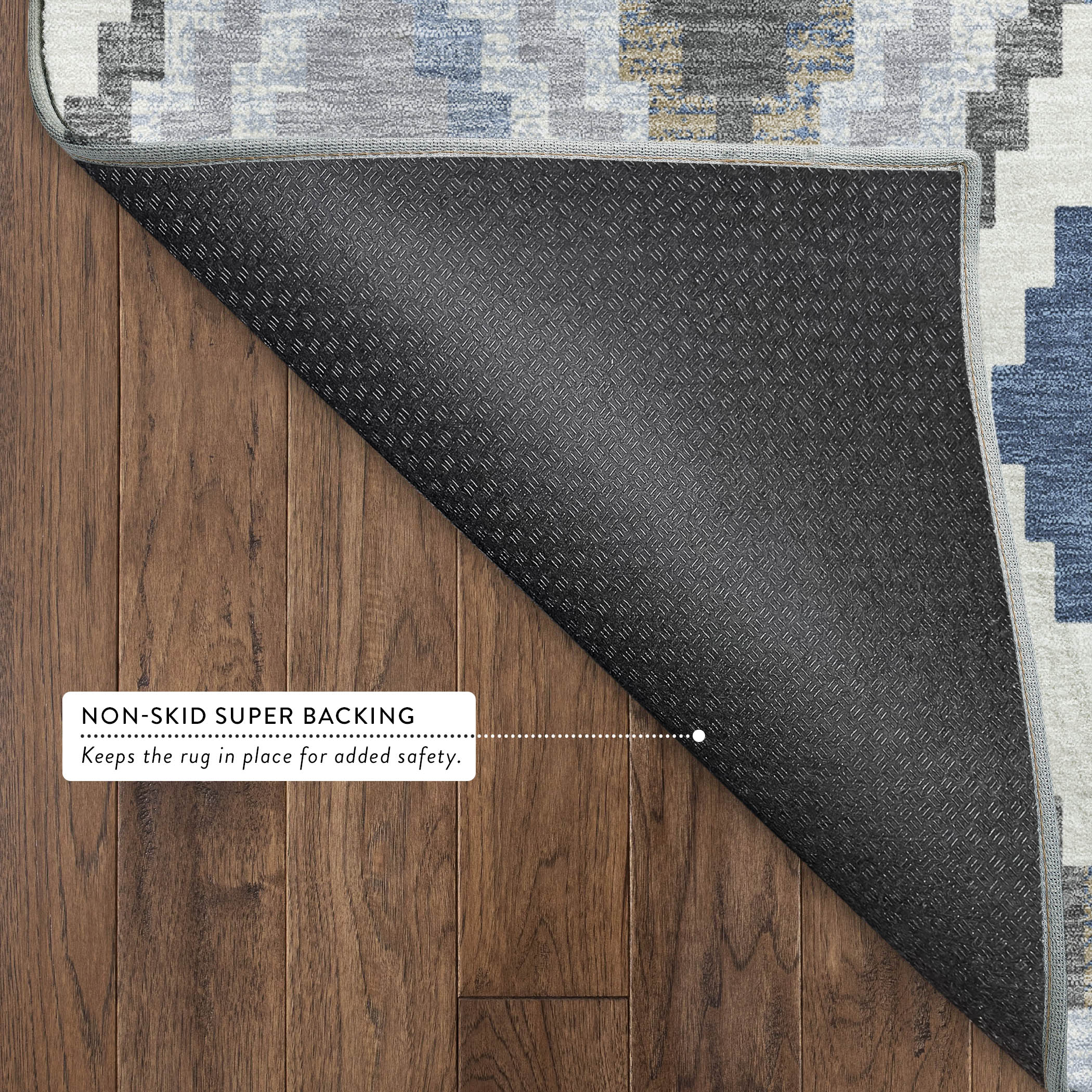 Kathmandu Machine Washable Transitional Denim Blue Rug 1'8" x 2'6" #shape_Rectangle