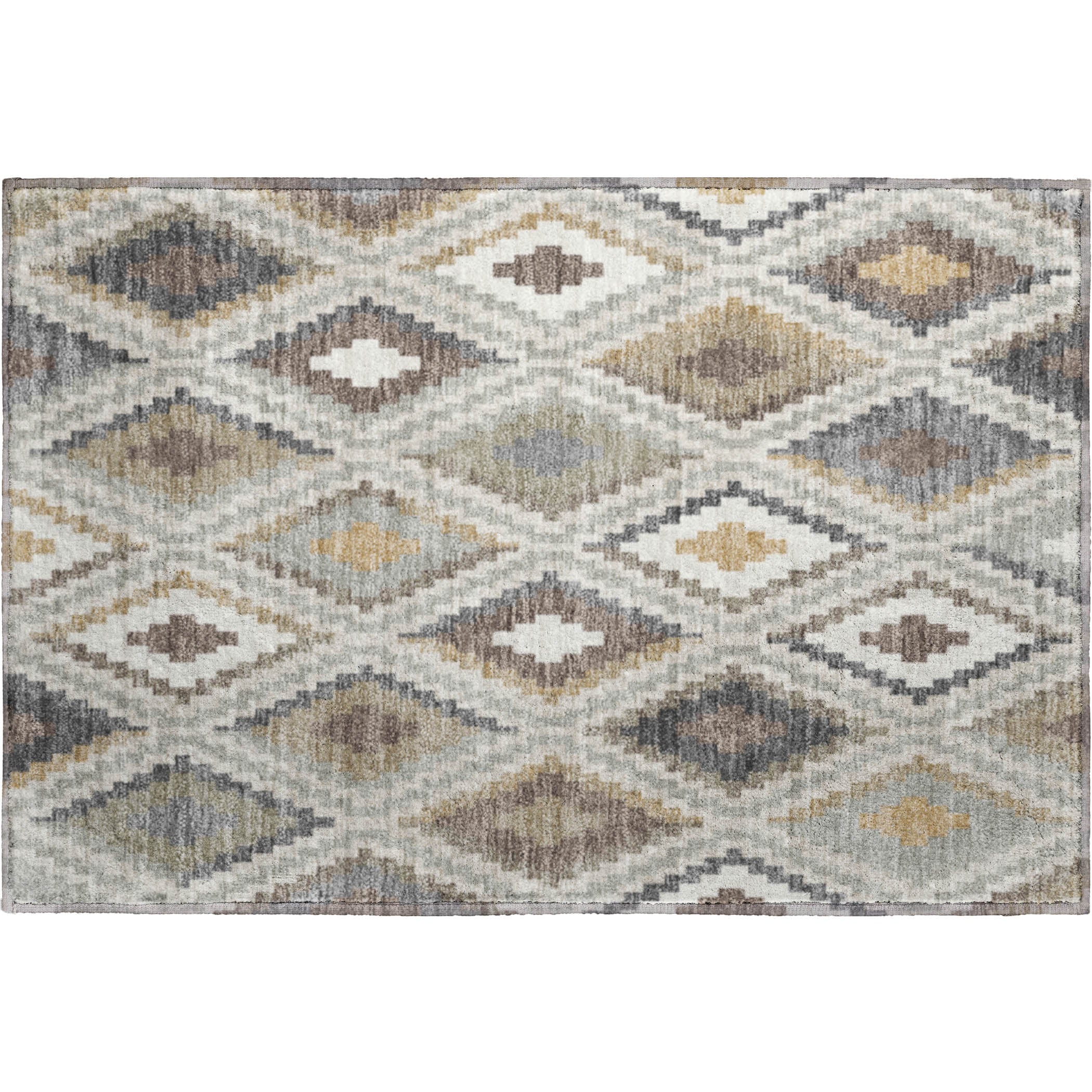 Kathmandu Machine Washable Transitional Taupe Brown Rug 1'8" x 2'6" #shape_Rectangle