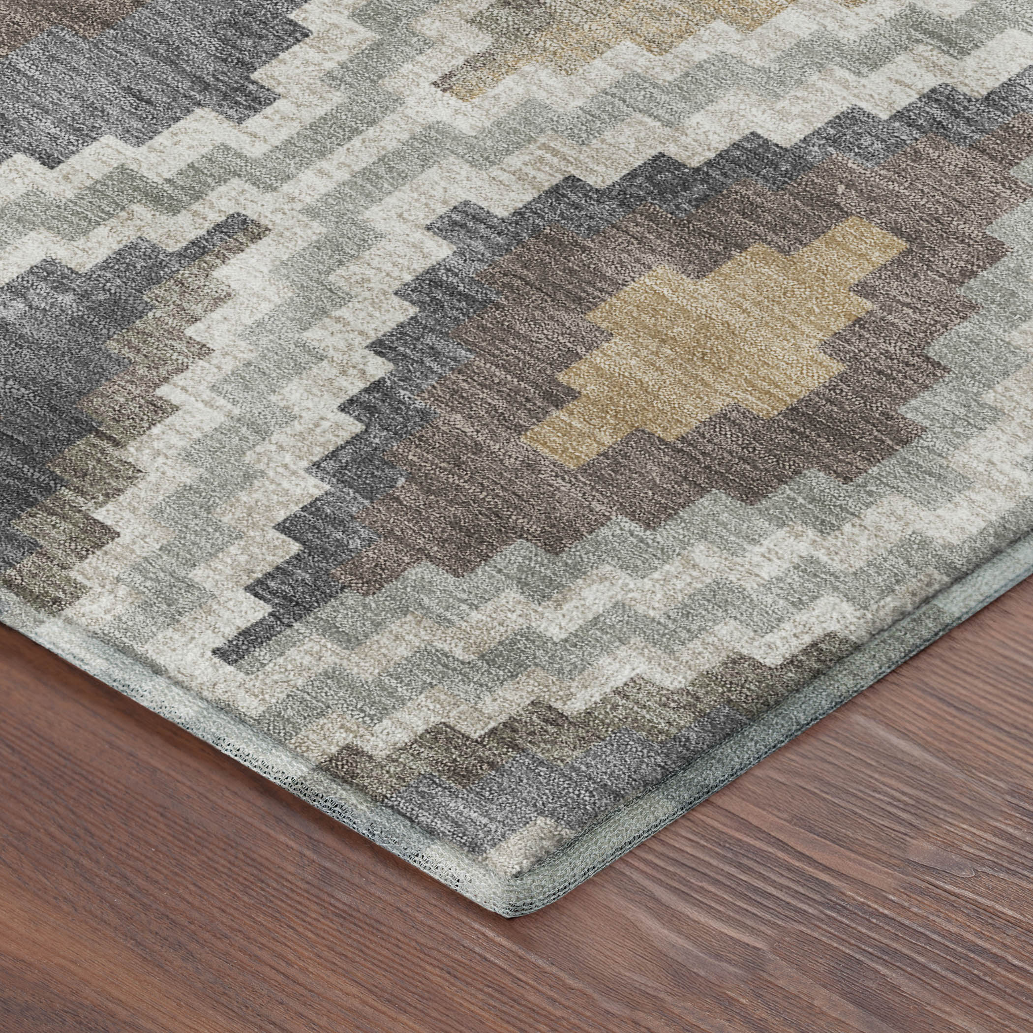 Kathmandu Machine Washable Transitional Taupe Brown Rug 1'8" x 2'6" #shape_Rectangle