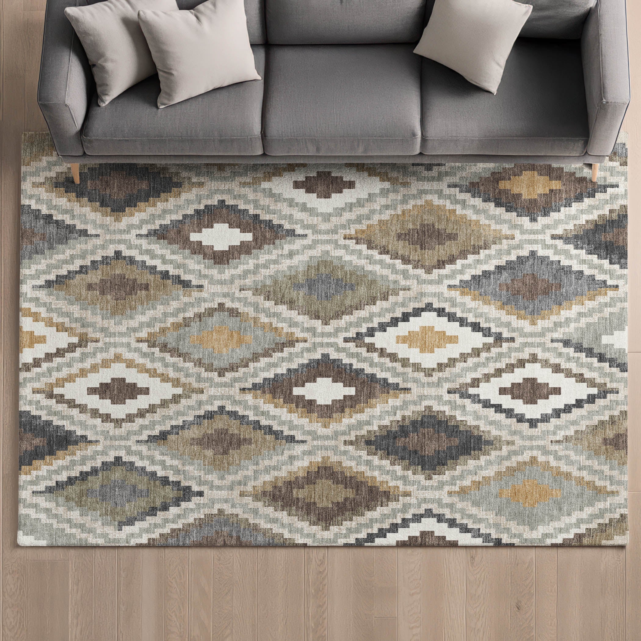 Kathmandu Machine Washable Transitional Taupe Brown Rug 3' x 5' #shape_Rectangle