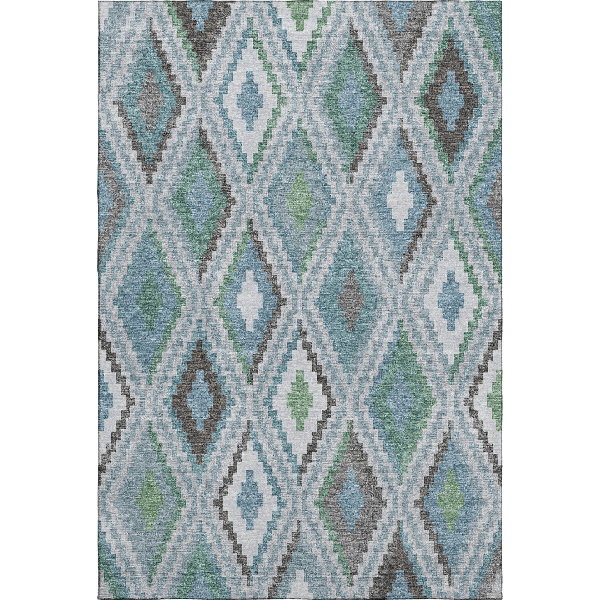 Kathmandu Machine Washable Transitional Teal Rug 3' x 5' #shape_Rectangle