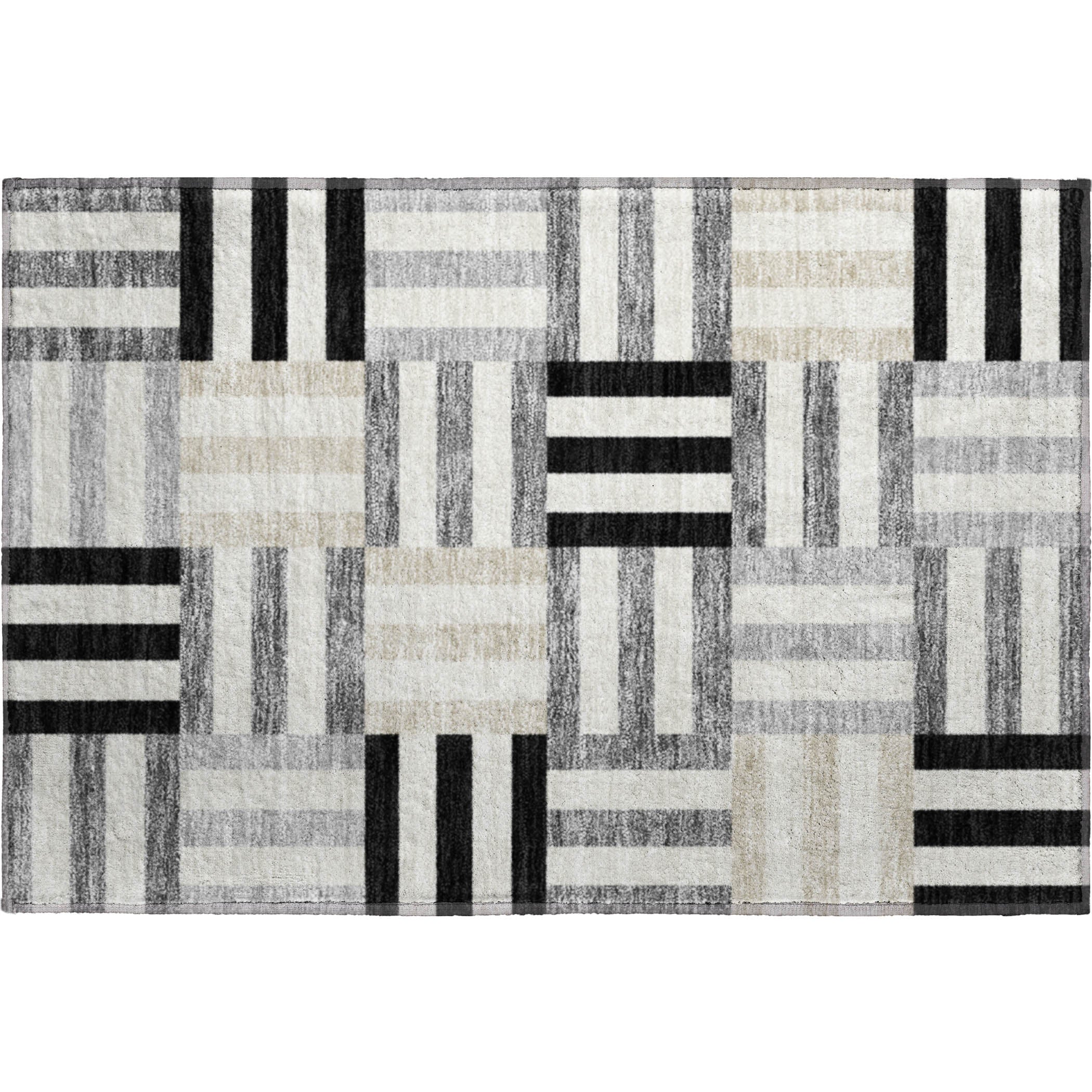 Bruges Machine Washable Transitional Black Rug 1'8" x 2'6" #shape_Rectangle