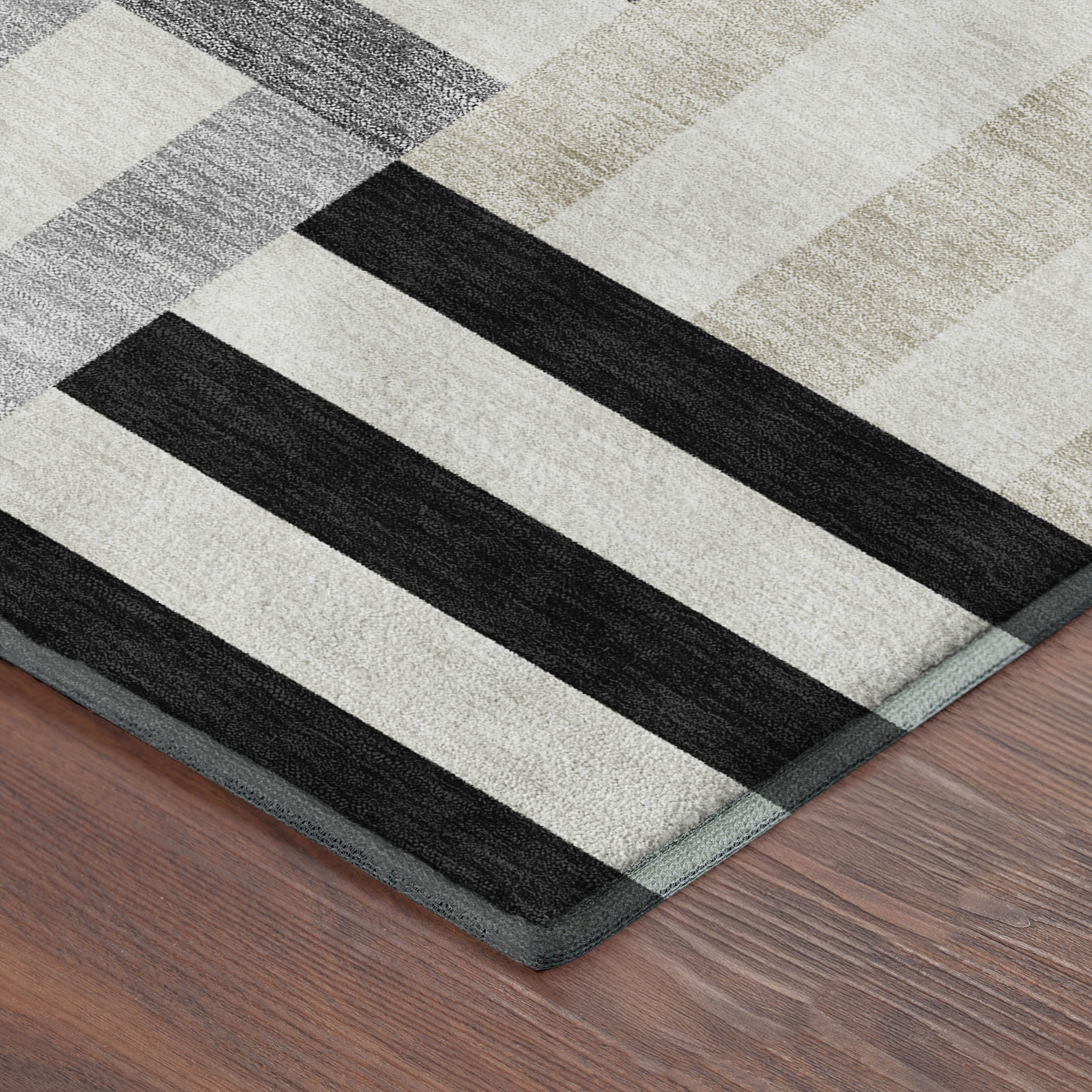 Bruges Machine Washable Transitional Black Rug 1'8" x 2'6" #shape_Rectangle
