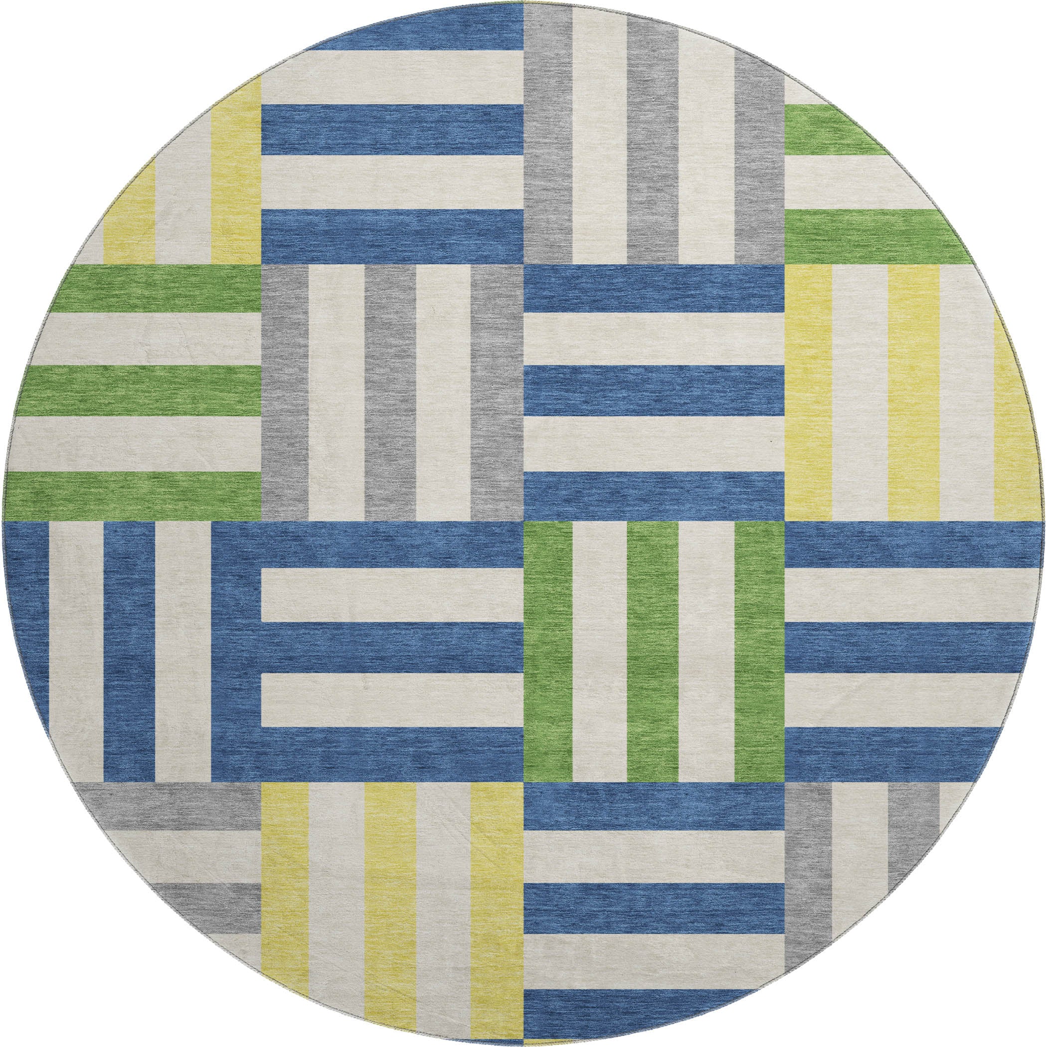 Bruges Machine Washable Transitional Blue Rug 8' x 8' #shape_Round
