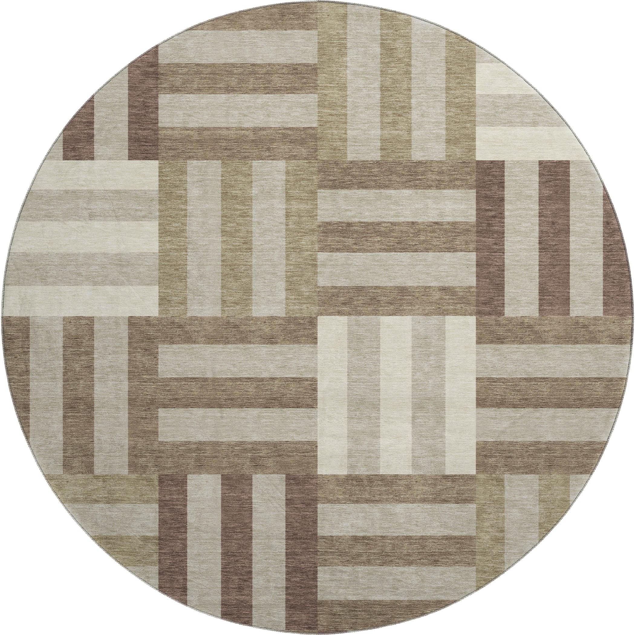 Bruges Machine Washable Transitional Brown Rug 8' x 8' #shape_Round