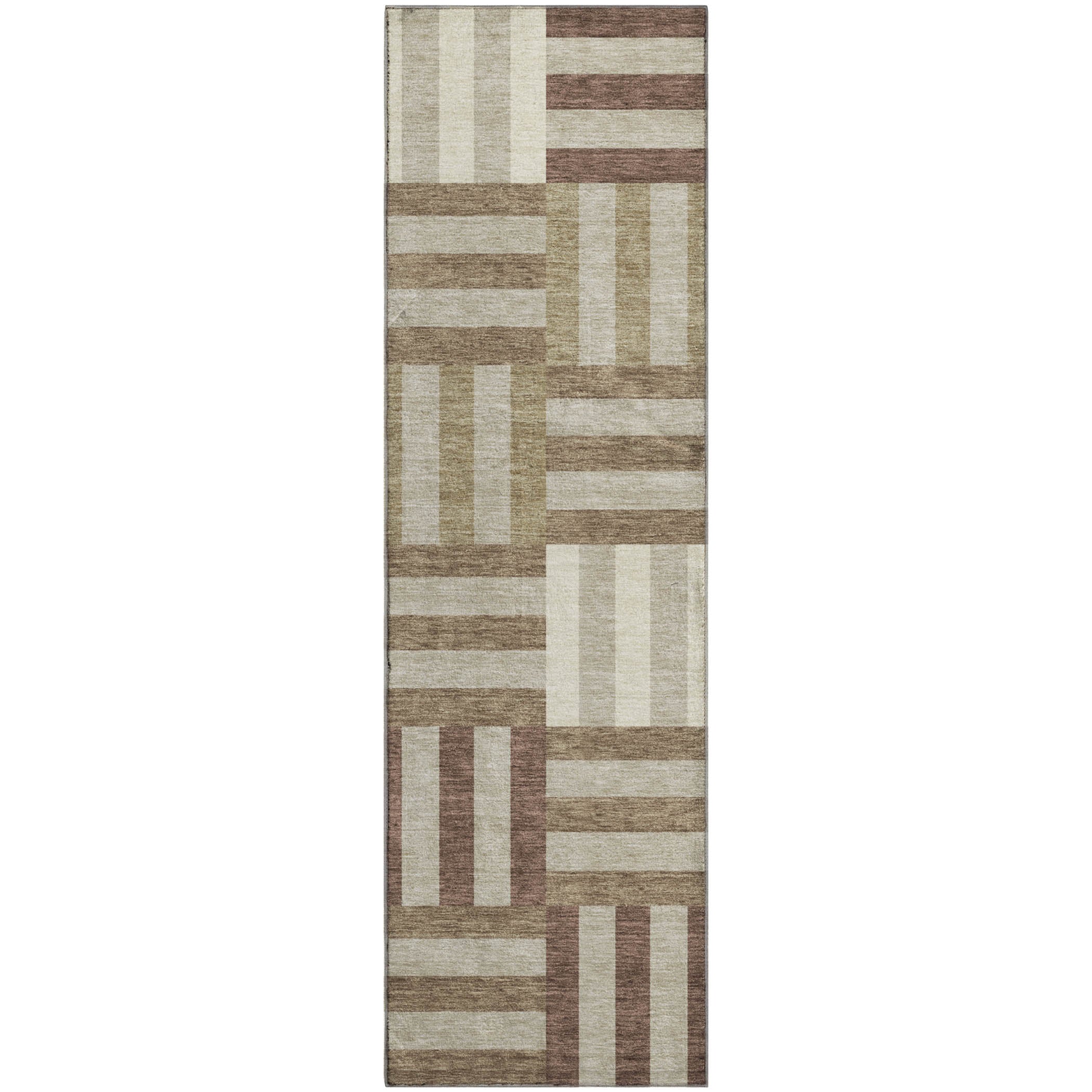Bruges Machine Washable Transitional Brown Rug 2'3" x 7'6" #shape_Runner